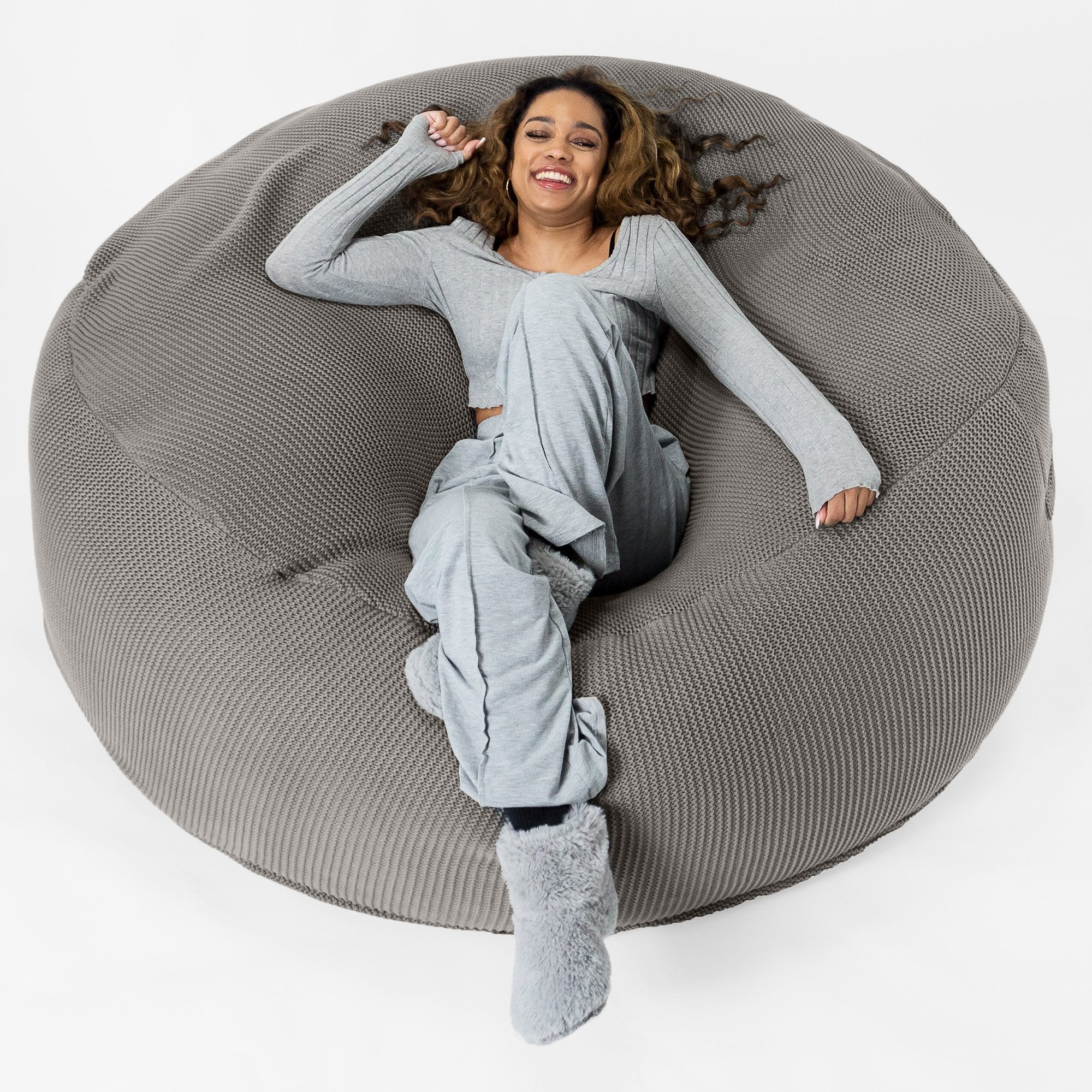 Jätte Saccosäck XXL 'Mega Mammut' - Ellos Grov stickning Grå - Image 3