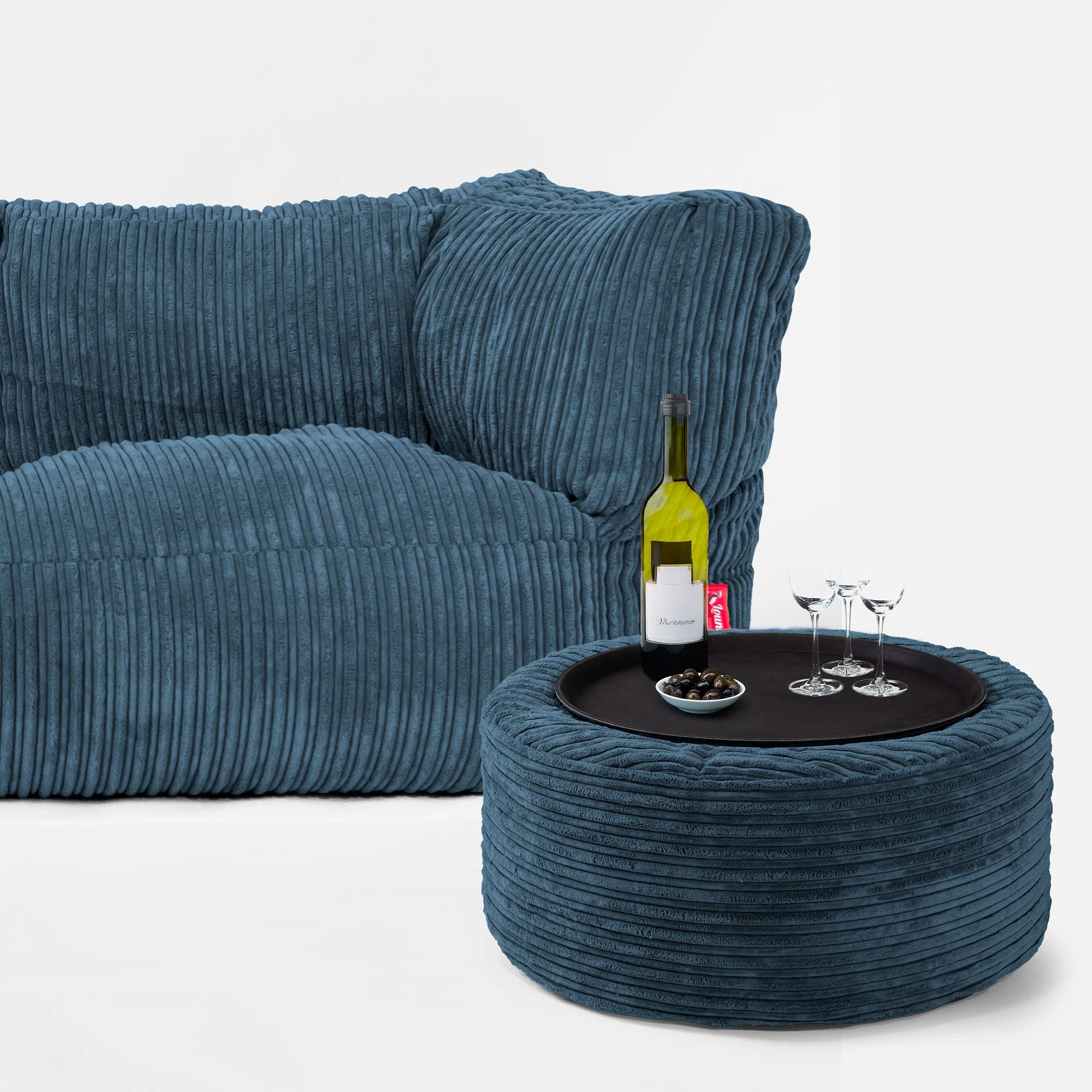 Albert 3-sits Saccosäcksoffa - Klassisk Manchestertyg Marinblå - Image 3