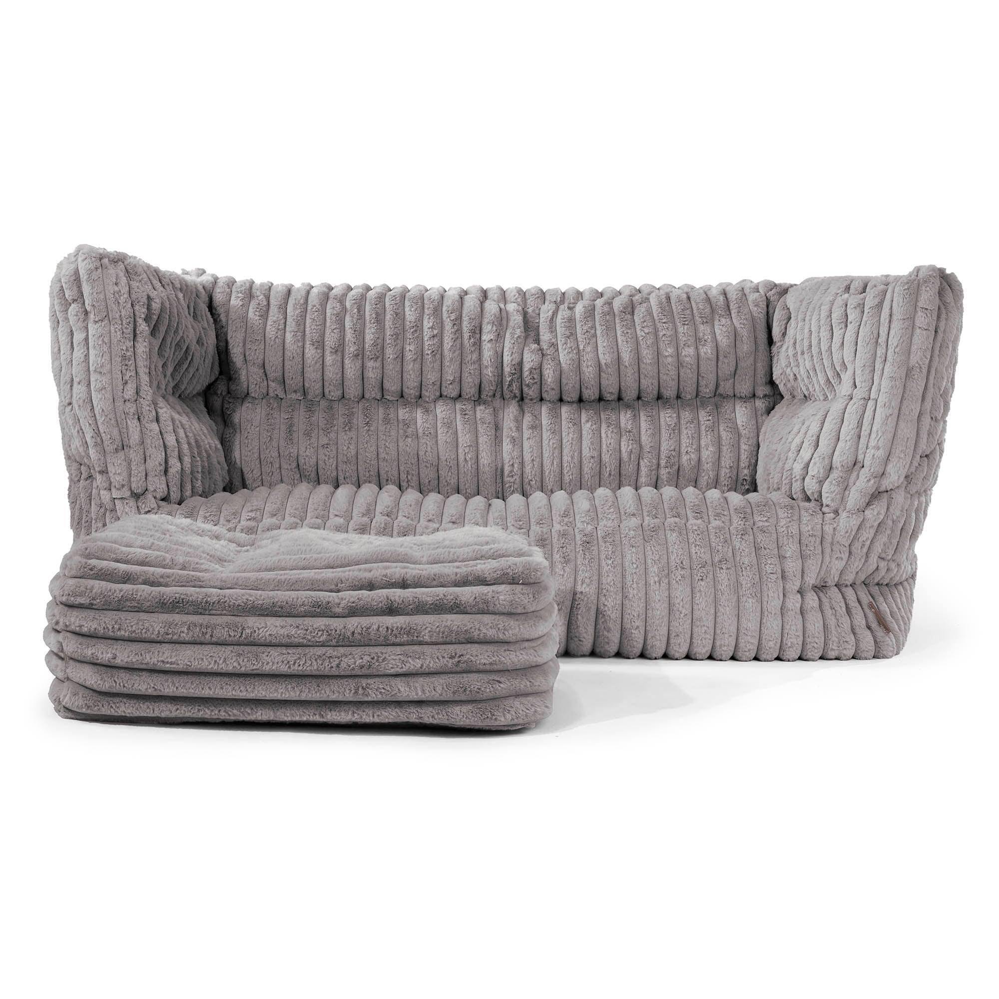 Louis 2-sits Saccosäcksoffa - Ultraplyschmanchestertyg Grå - Image 2