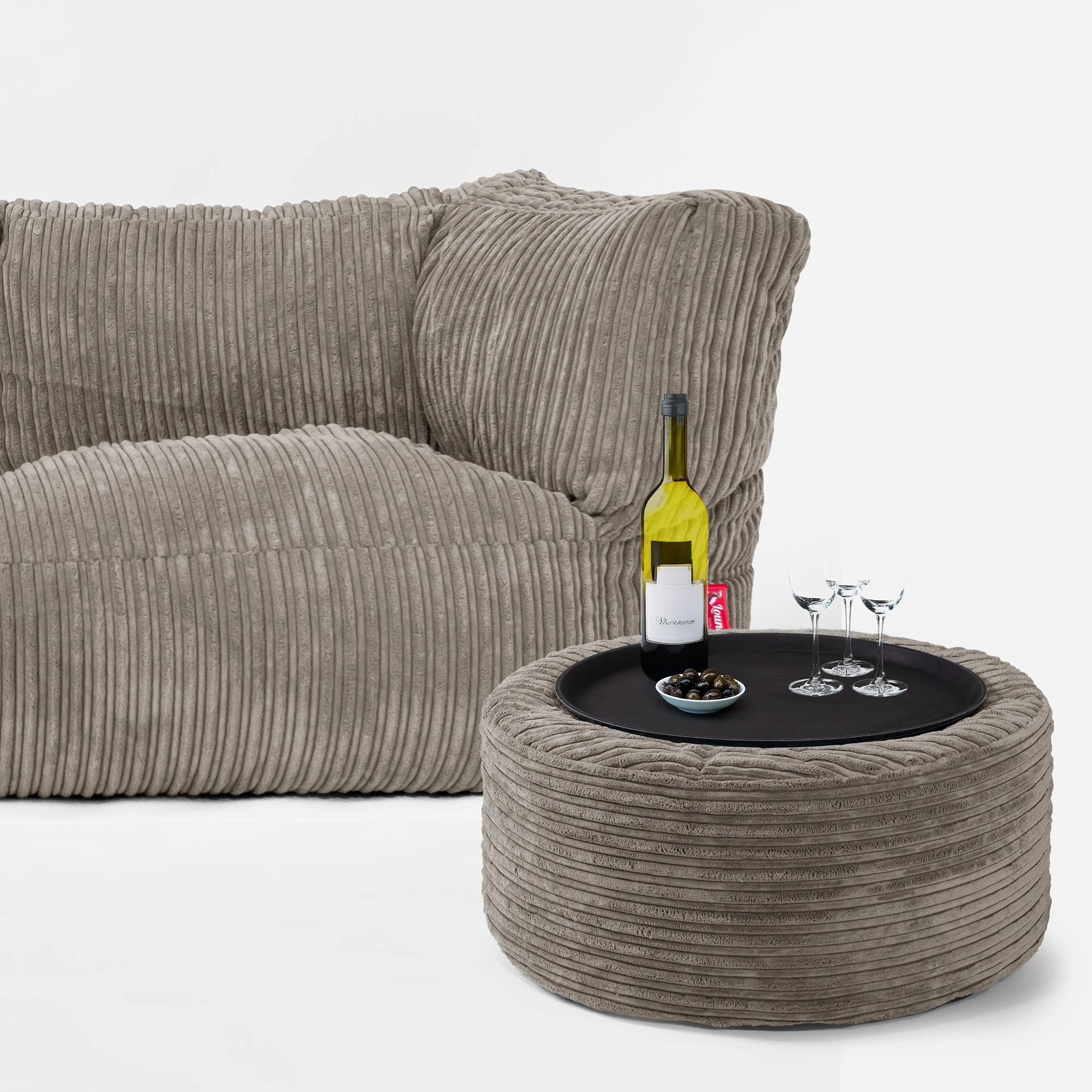 Albert 2-sits Saccosäcksoffa - Klassisk Manchestertyg Duvgrå - Image 3