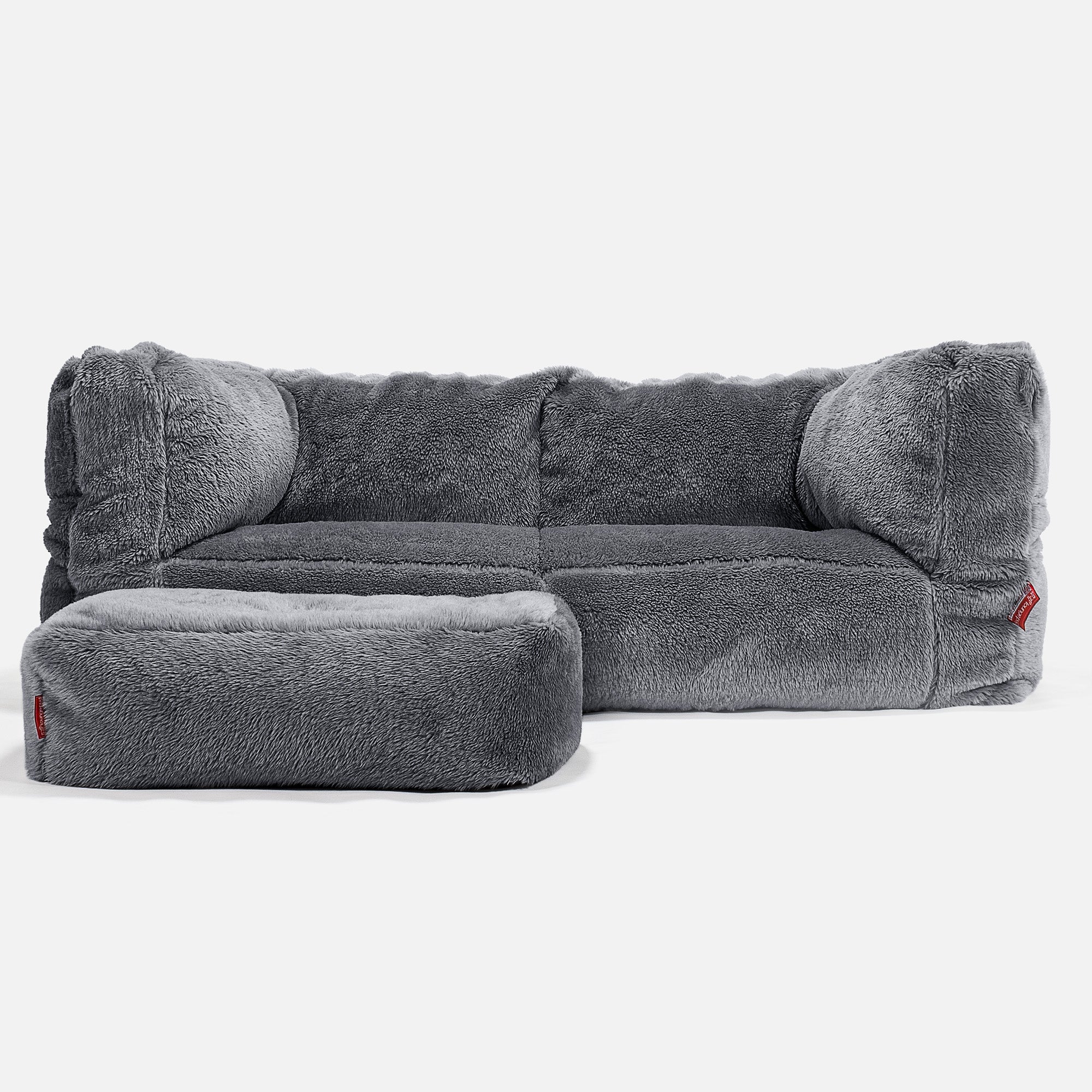 Albert 2-sits Saccosäcksoffa - Teddy-fuskpäls Mörkgrå - Image 2