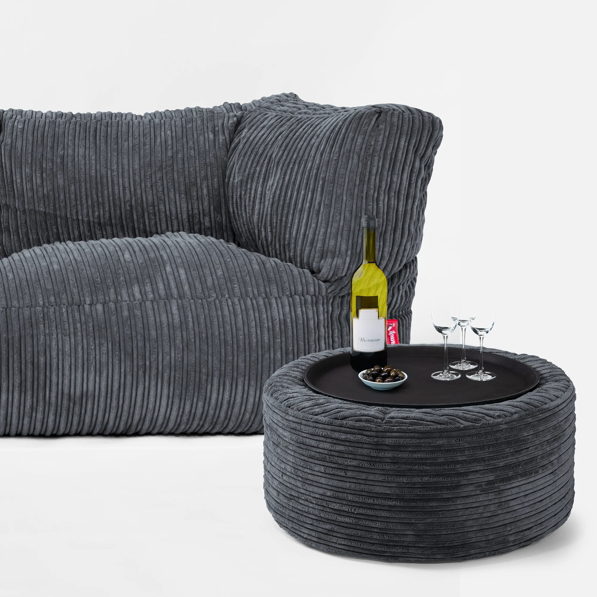 Albert 3-sits Saccosäcksoffa - Klassisk Manchestertyg Skiffergrå - Image 3