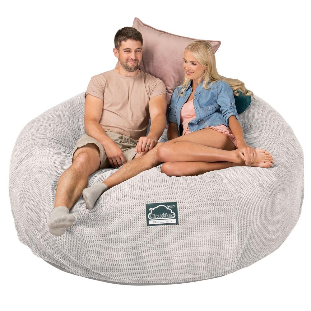Dubbel Saccosäcksoffa XXL C3000-L, CloudSac Memoryskum - Pom-pom Elfenbensvit - Image 4