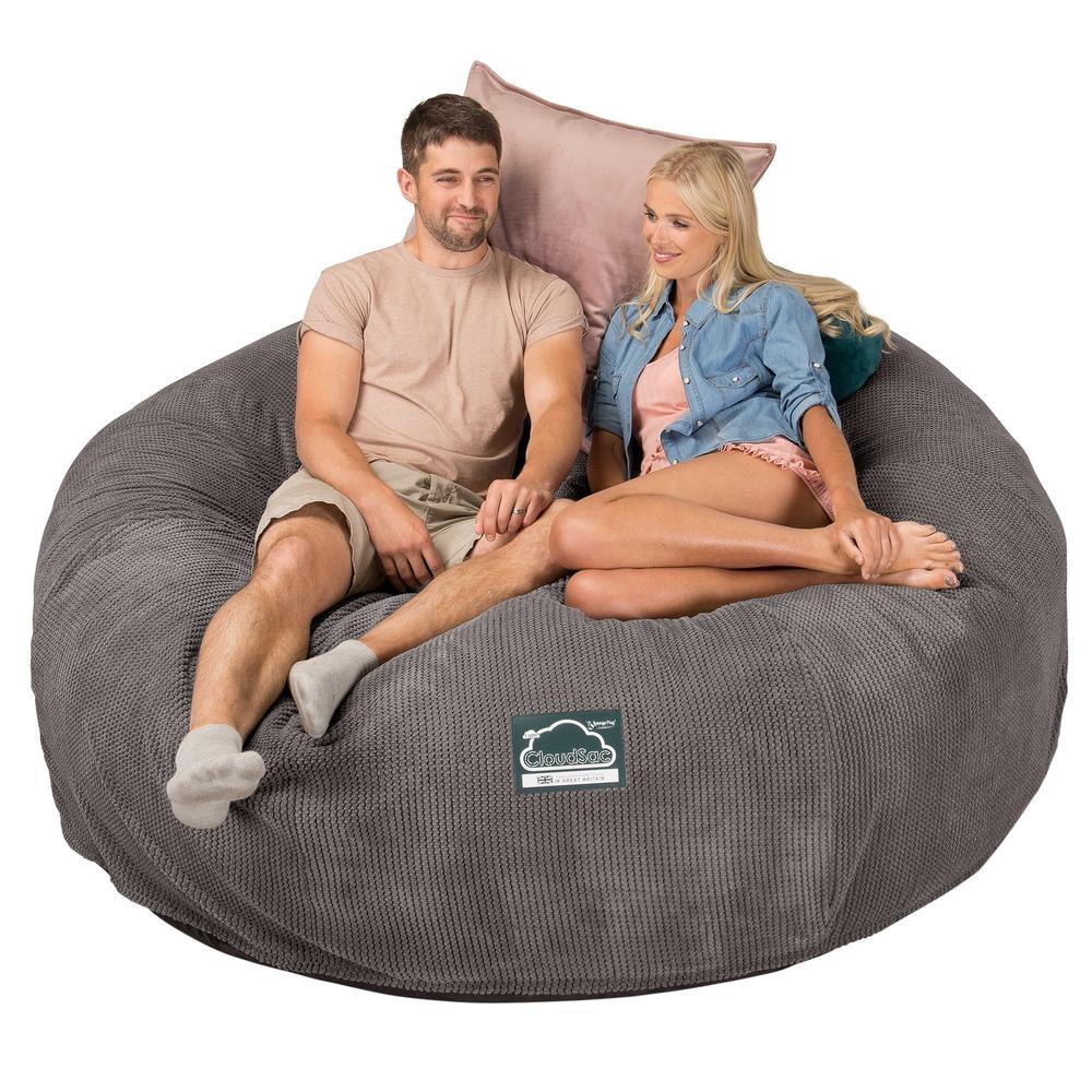 Dubbel Saccosäcksoffa XXL C3000-L, CloudSac Memoryskum - Pom-pom Mörkgrå - Image 4