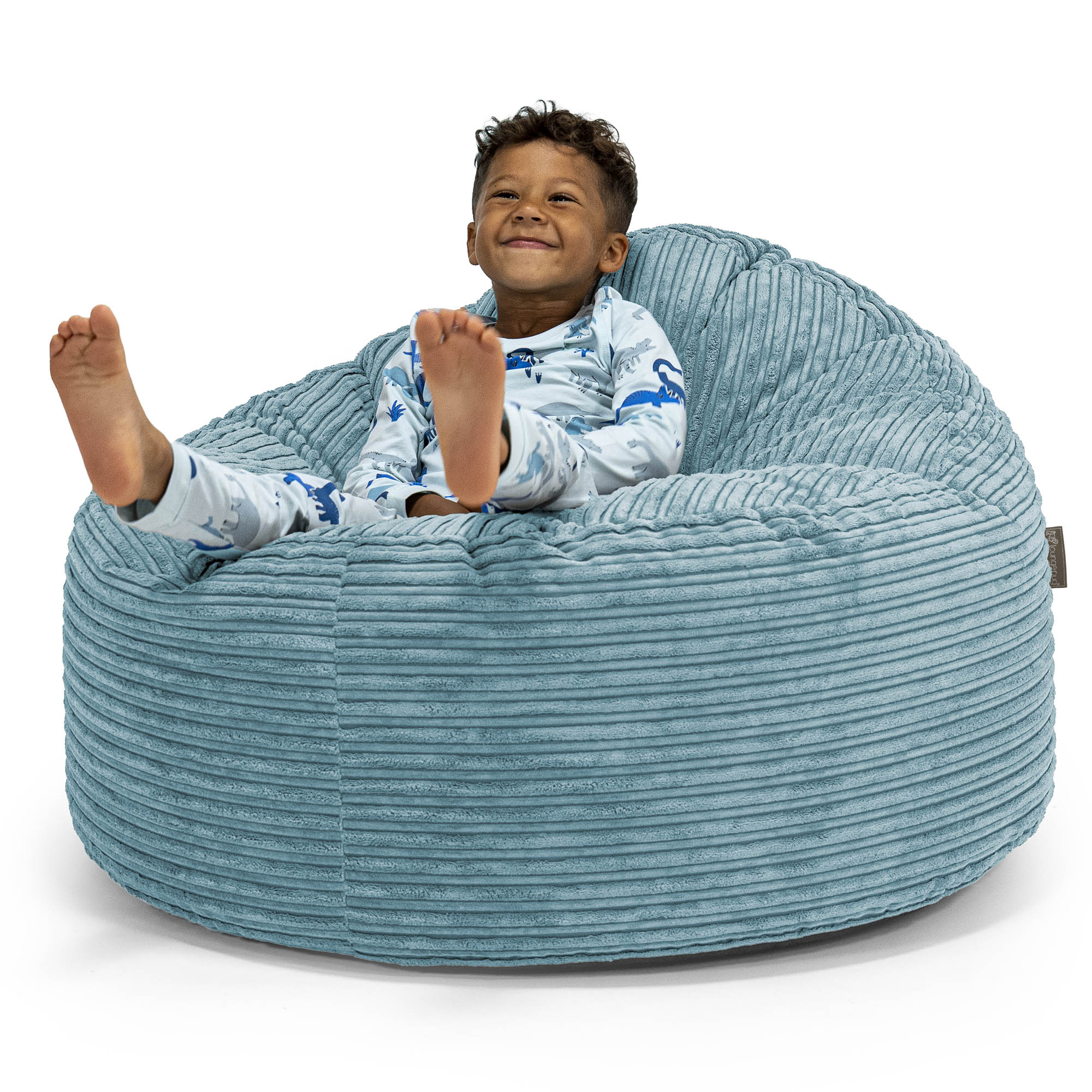Enorm Snuggle-saccosäck för Barn 3-8 år - Klassisk Manchestertyg Turkos