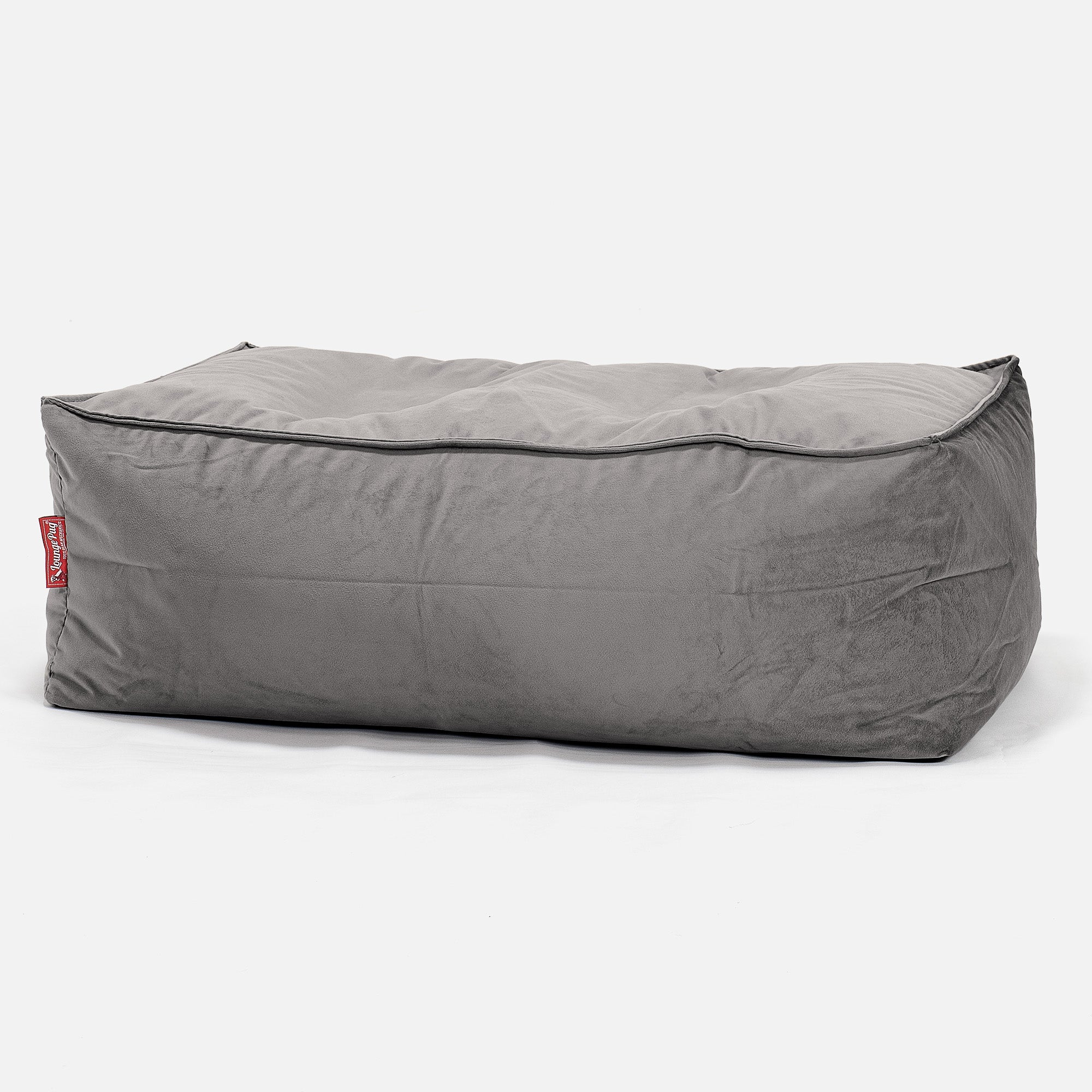 Fotpall Sittpuff C100-L, CloudSac Memoryskum - Sammet Silverfärgad