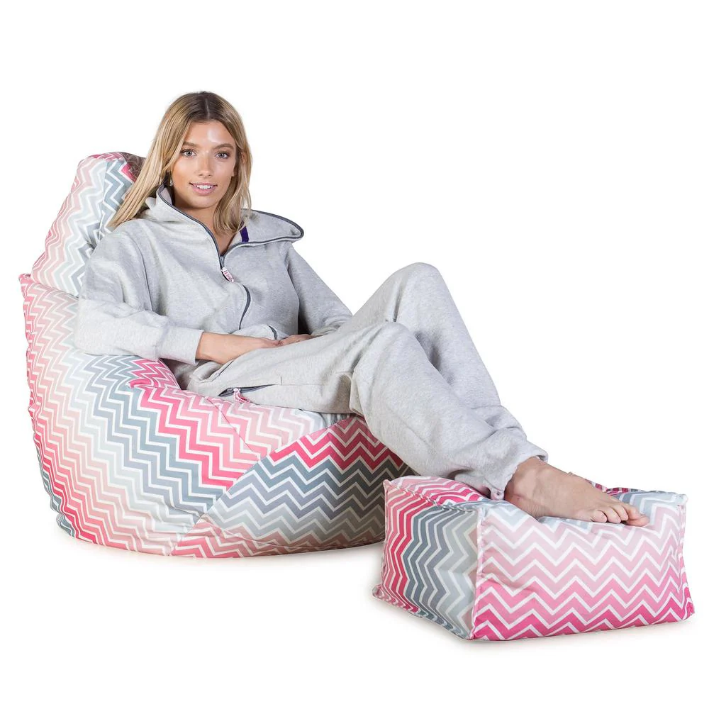 Game Fåtölj Saccosäck - Geometriskt tryck Chevron Rosa - Image 4