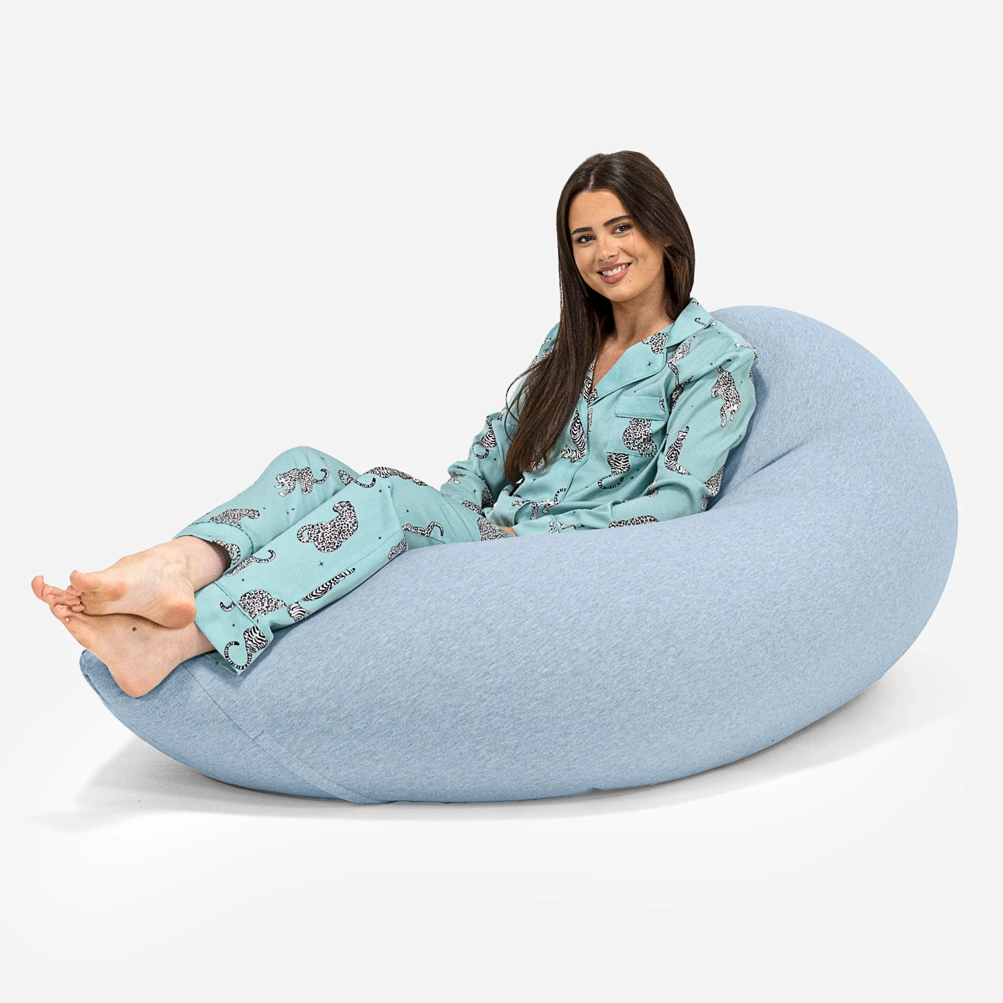 Grande XL Saccosäck - Stretchig Bomull Baby Blå - Image 2