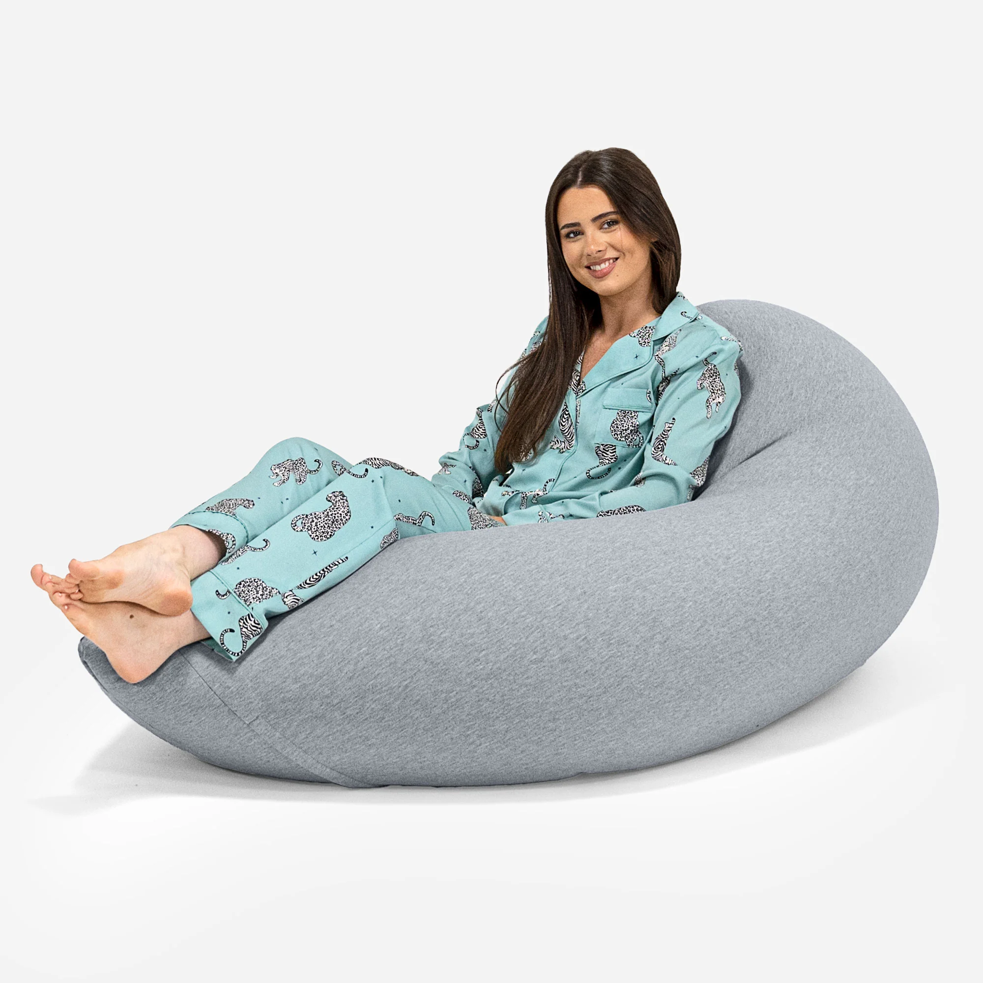 Grande XL Saccosäck - Stretchig Bomull Ljusgrå - Image 2