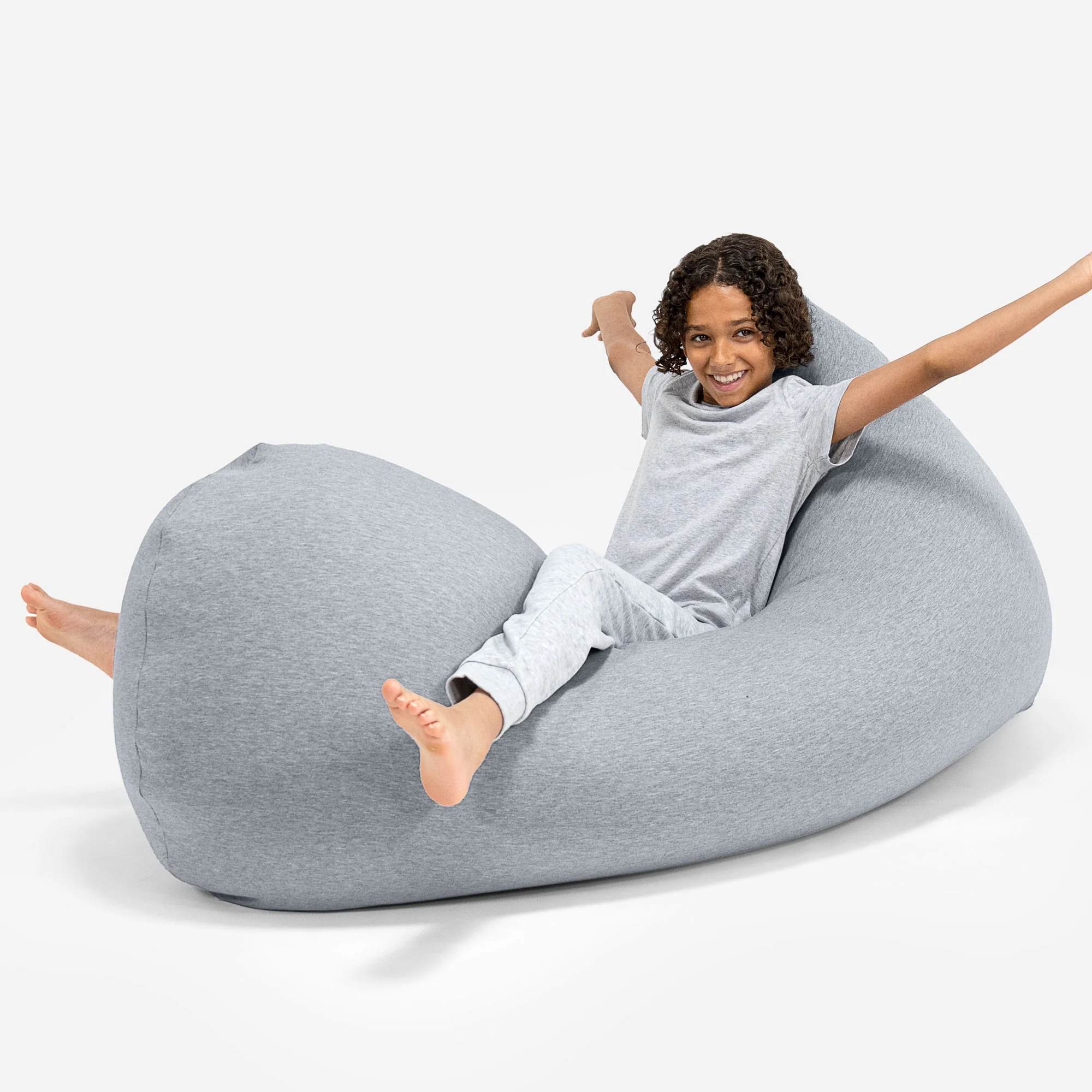 Grande XL Saccosäck - Stretchig Bomull Ljusgrå - Image 5