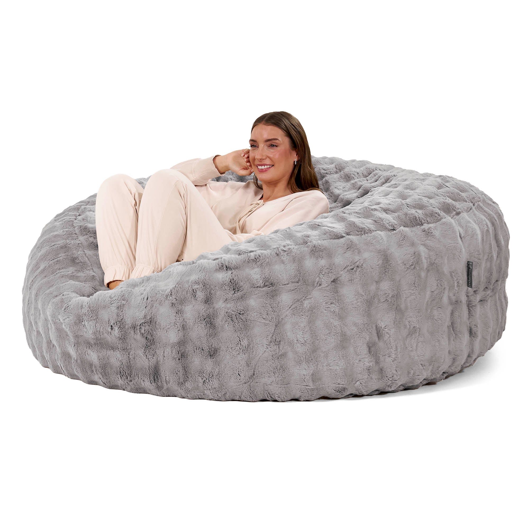 Jätte Saccosäck XXL 'Mega Mammut' - Fuskpäls Bubble Grå - Image 3