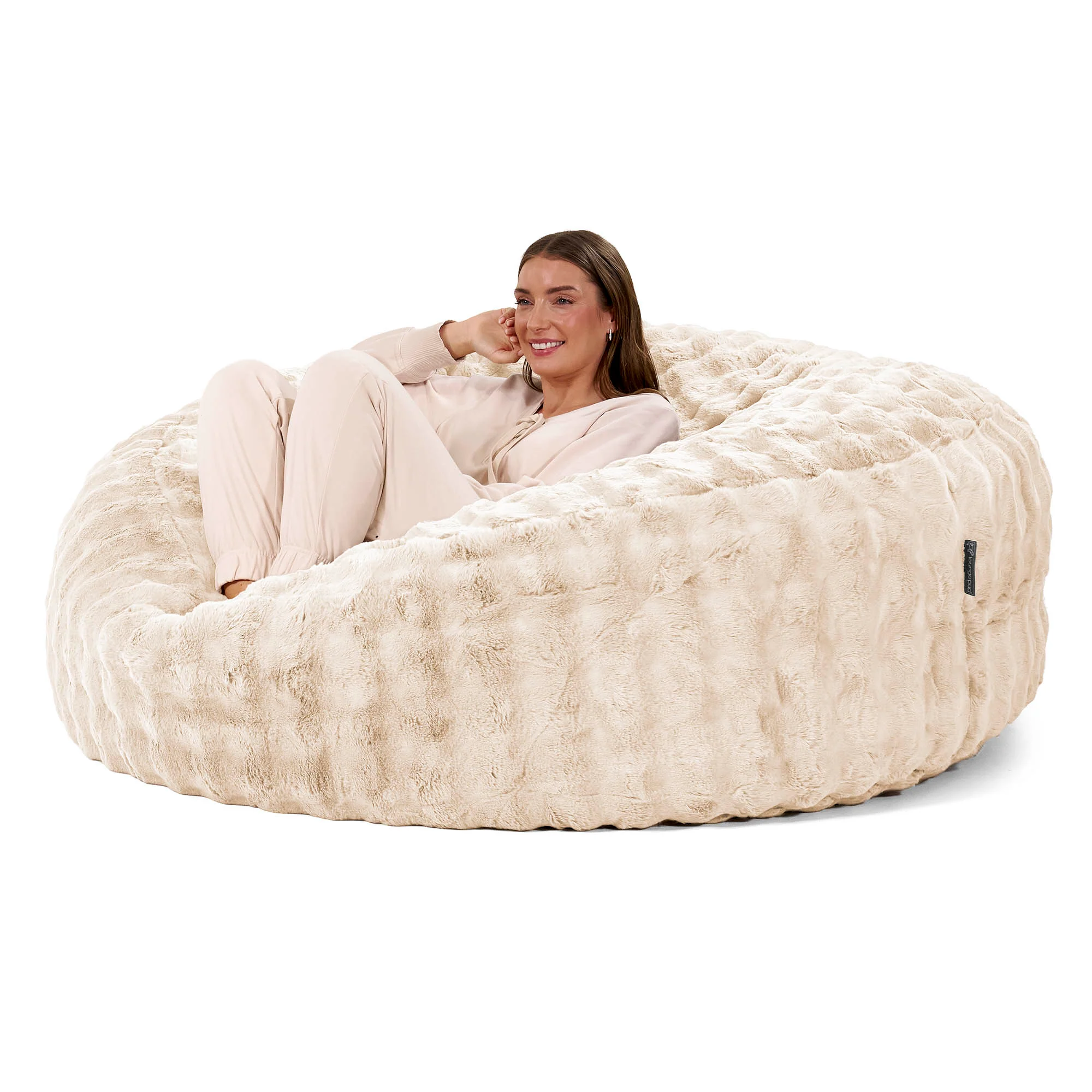 Jätte Saccosäck XXL 'Mega Mammut' - Fuskpäls Bubble Gräddvit - Image 3