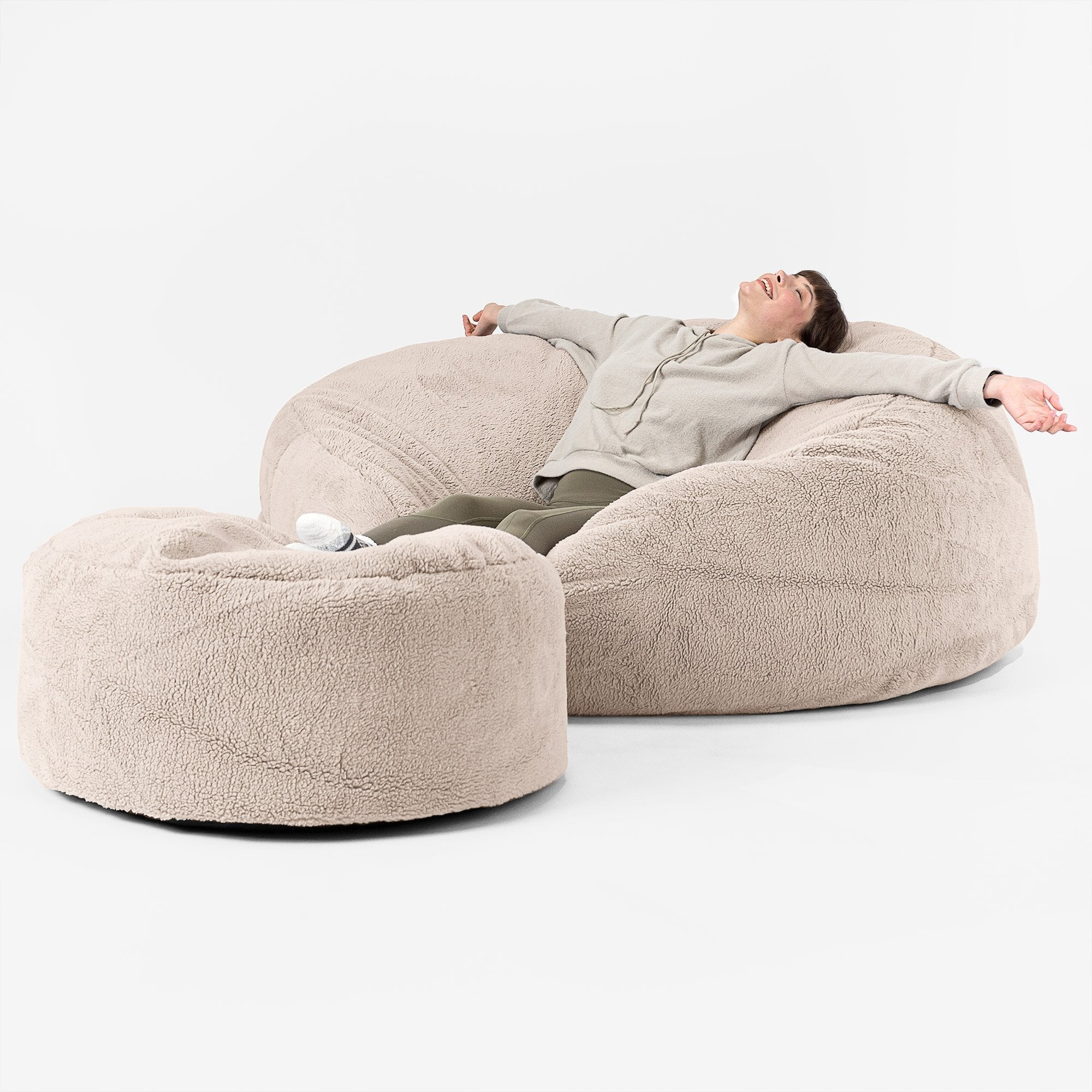 Jätte Saccosäck XXL 'Mega Mammut' - Teddy-fuskpäls Minkbrun - Image 2