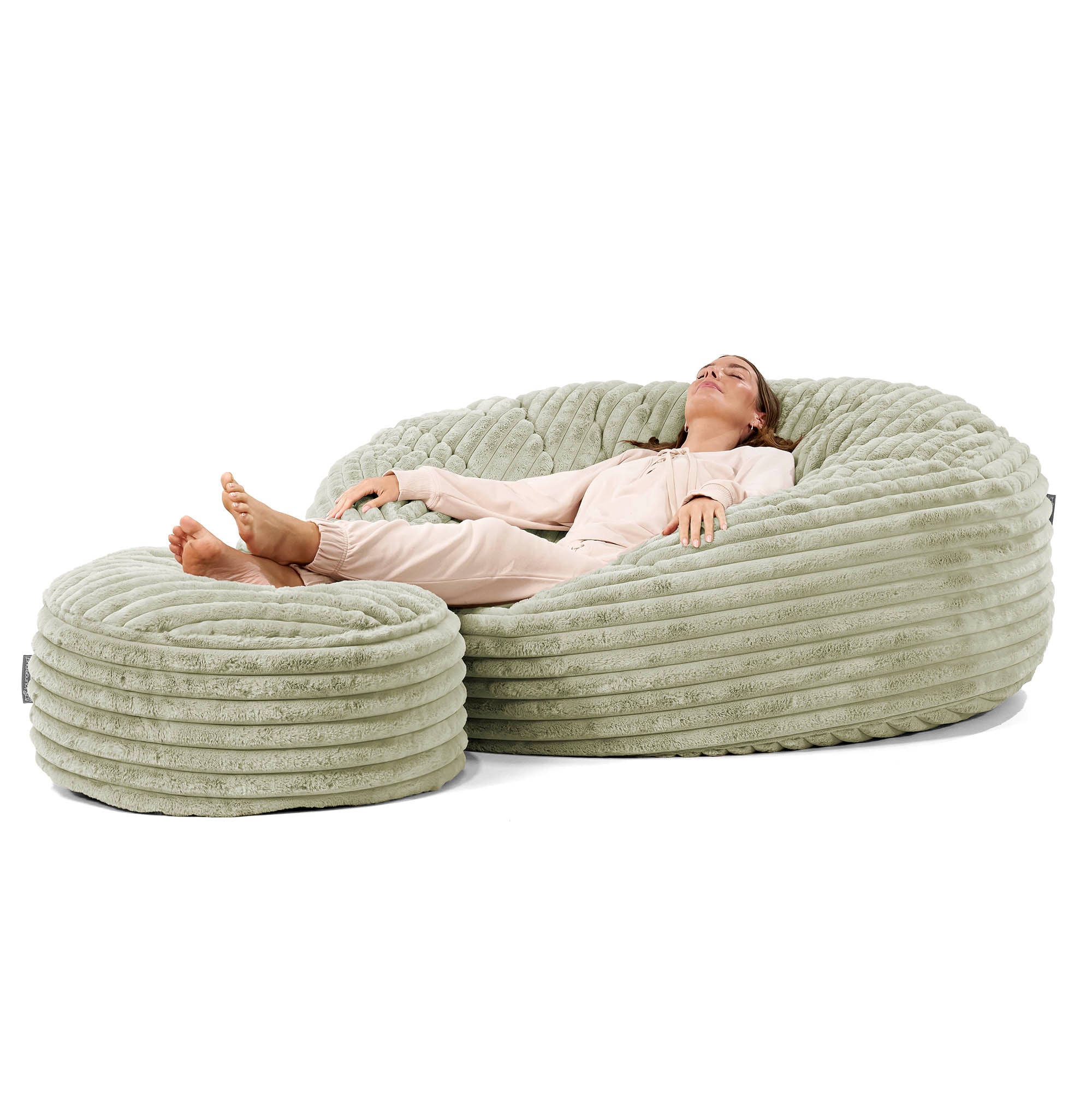 Jätte Saccosäck XXL 'Mega Mammut' - Ultraplyschmanchestertyg Salviagrön - Image 2