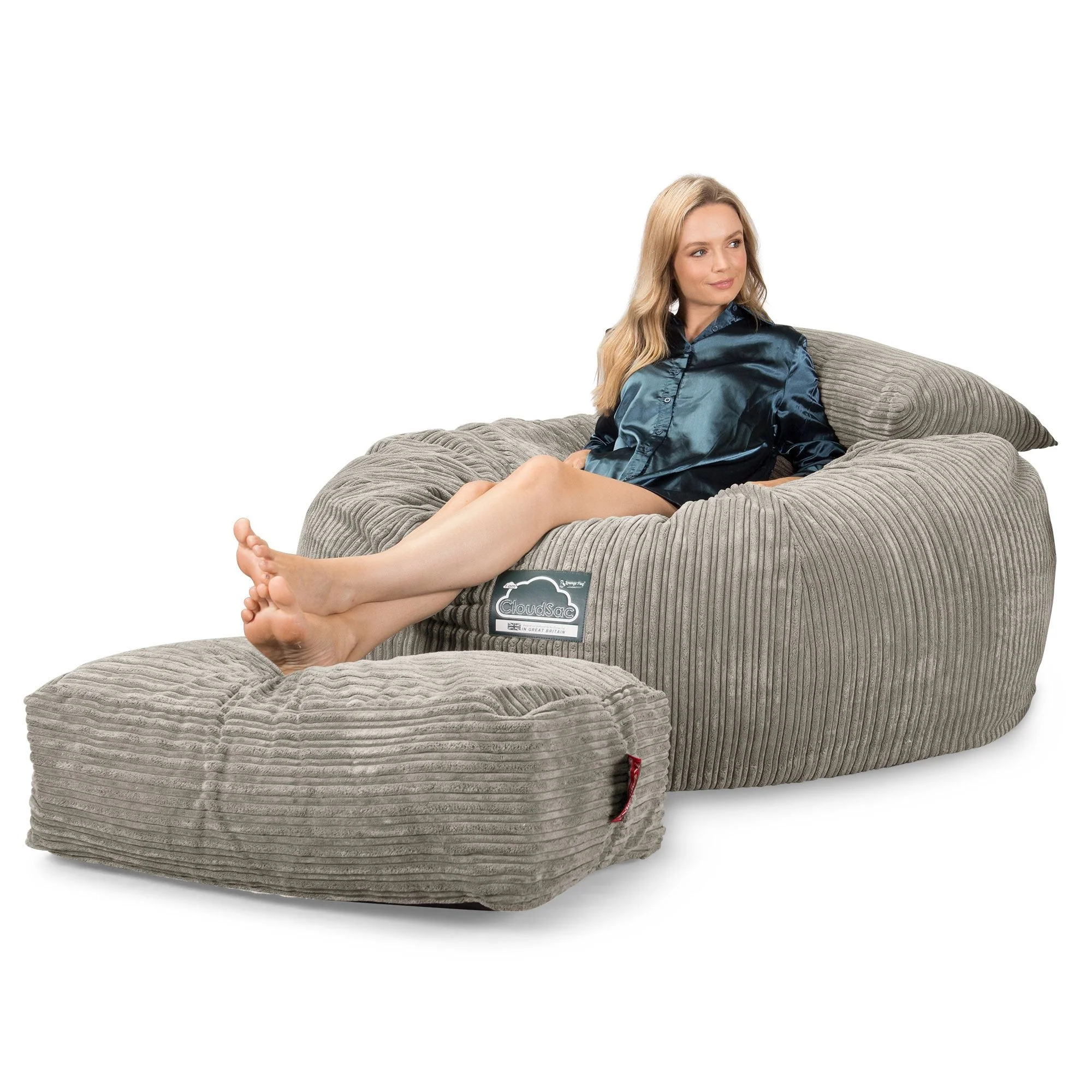 Jättesaccosäck XXL C1010-L, CloudSac Memoryskum - Klassisk Manchestertyg Minkbrun - Image 3