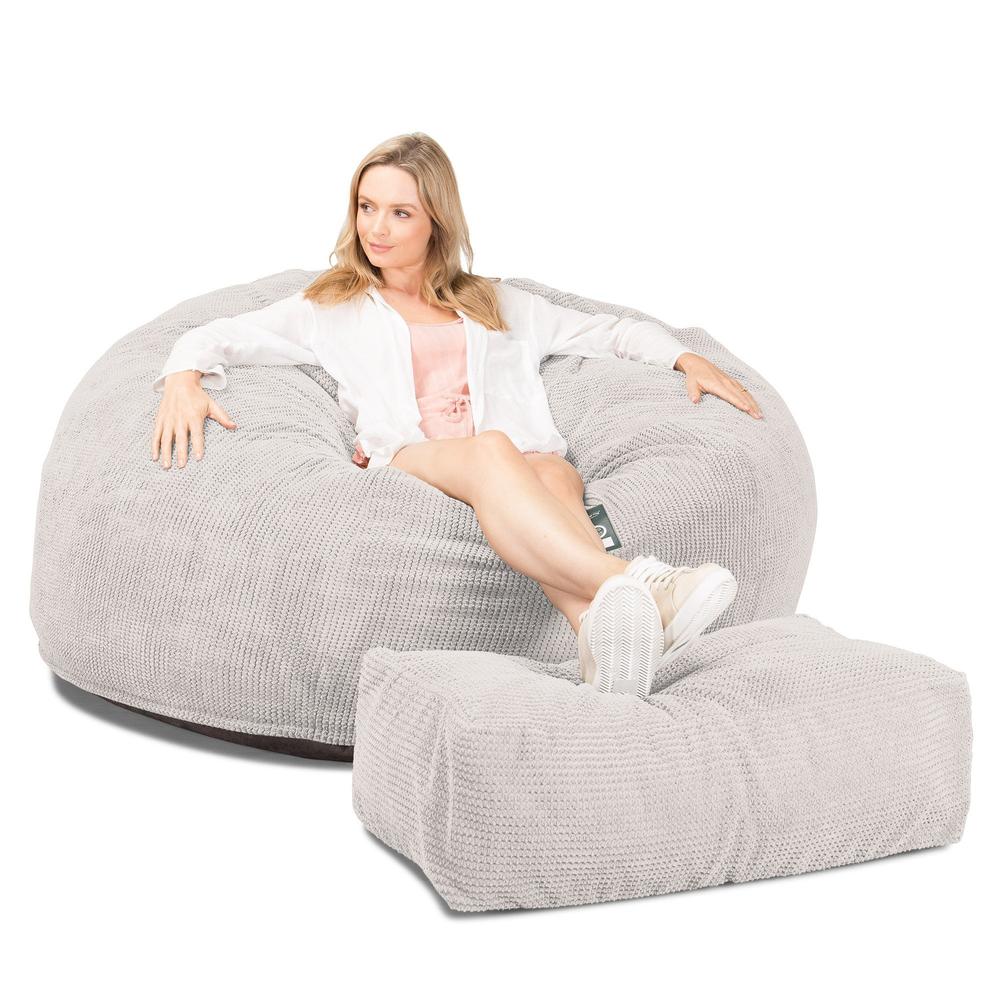 Jättesaccosäck XXL C1010-L, CloudSac Memoryskum - Pom-pom Elfenbensvit - Image 4