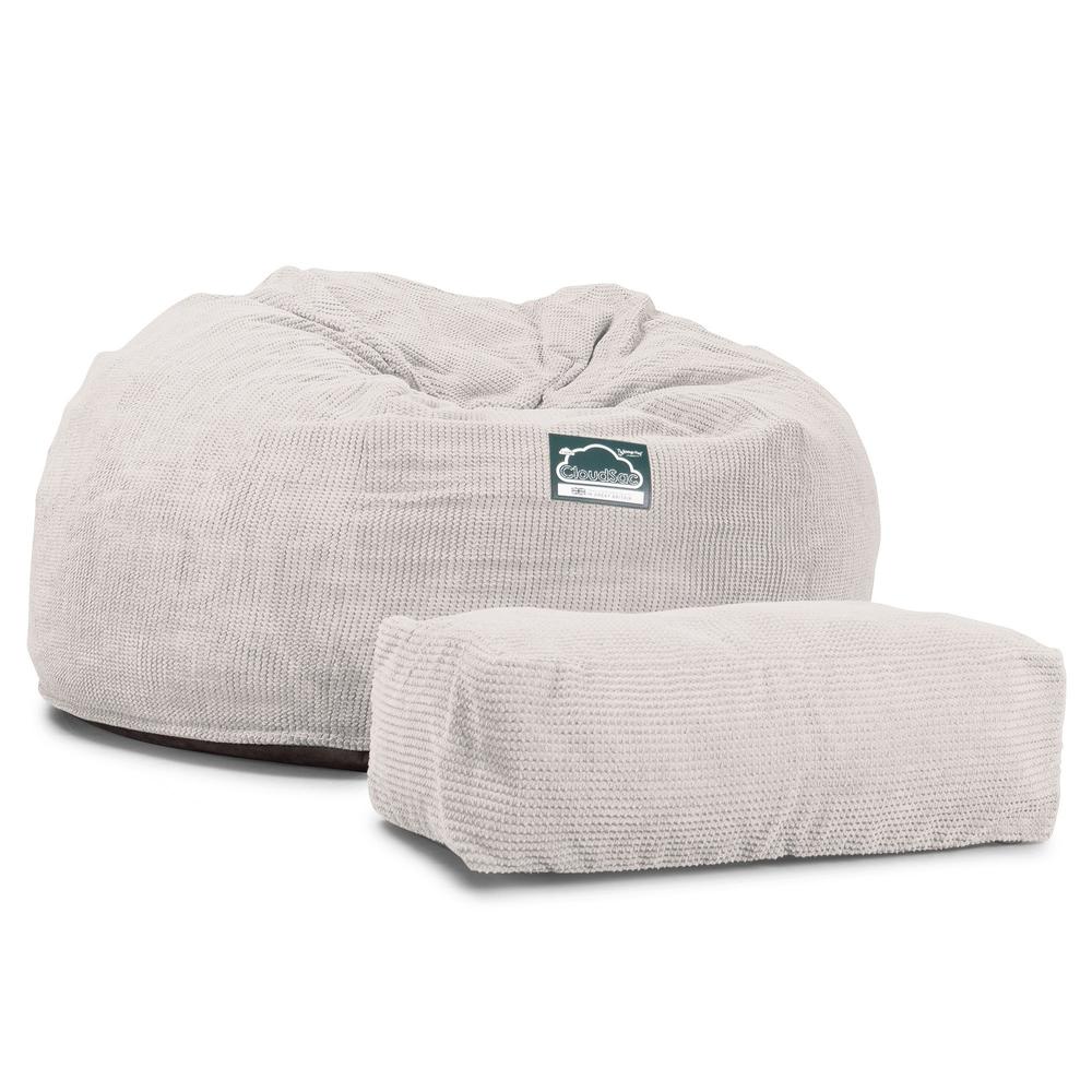 Jättesaccosäck XXL C1010-L, CloudSac Memoryskum - Pom-pom Elfenbensvit - Image 6