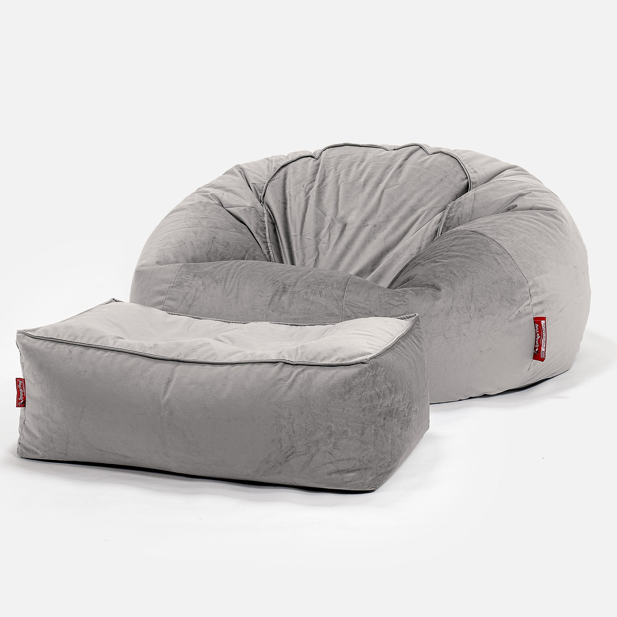 Klassisk Saccosäck Soffa - Sammet Silverfärgad - Image 2