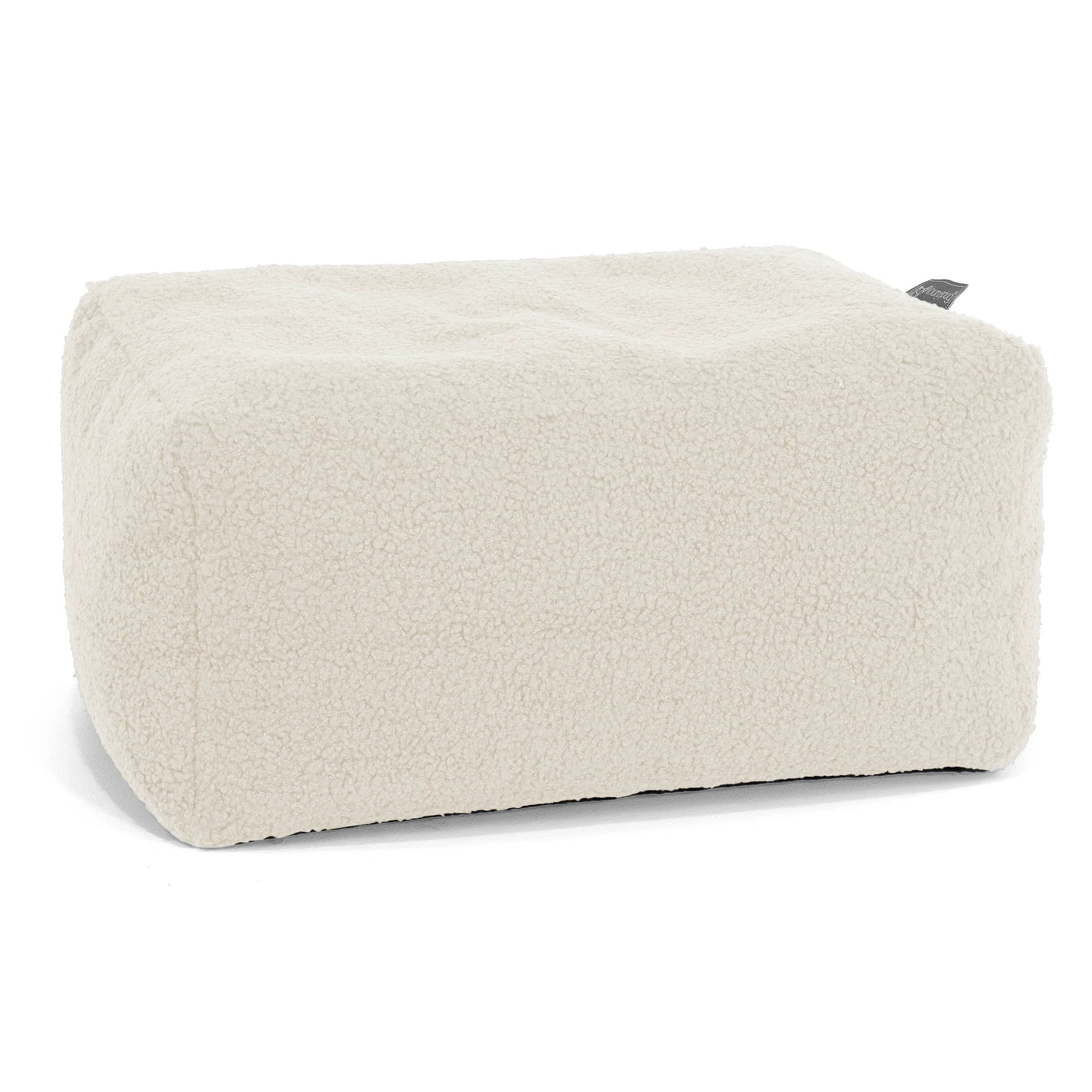 Liten Rund Fotpall - Boucle Elfenbensvit
