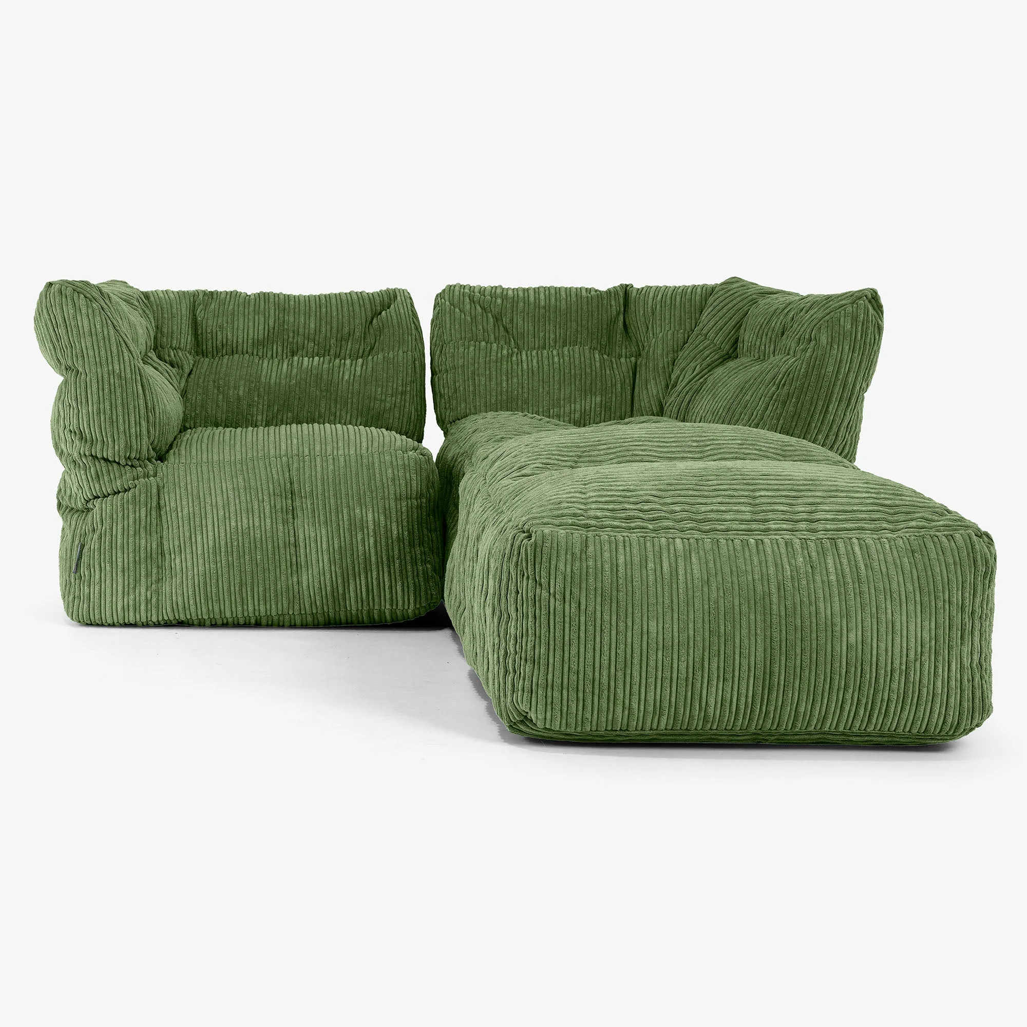 Modulsoffa 2-sits med Schäslong - Klassisk Manchestertyg Skogsgrön