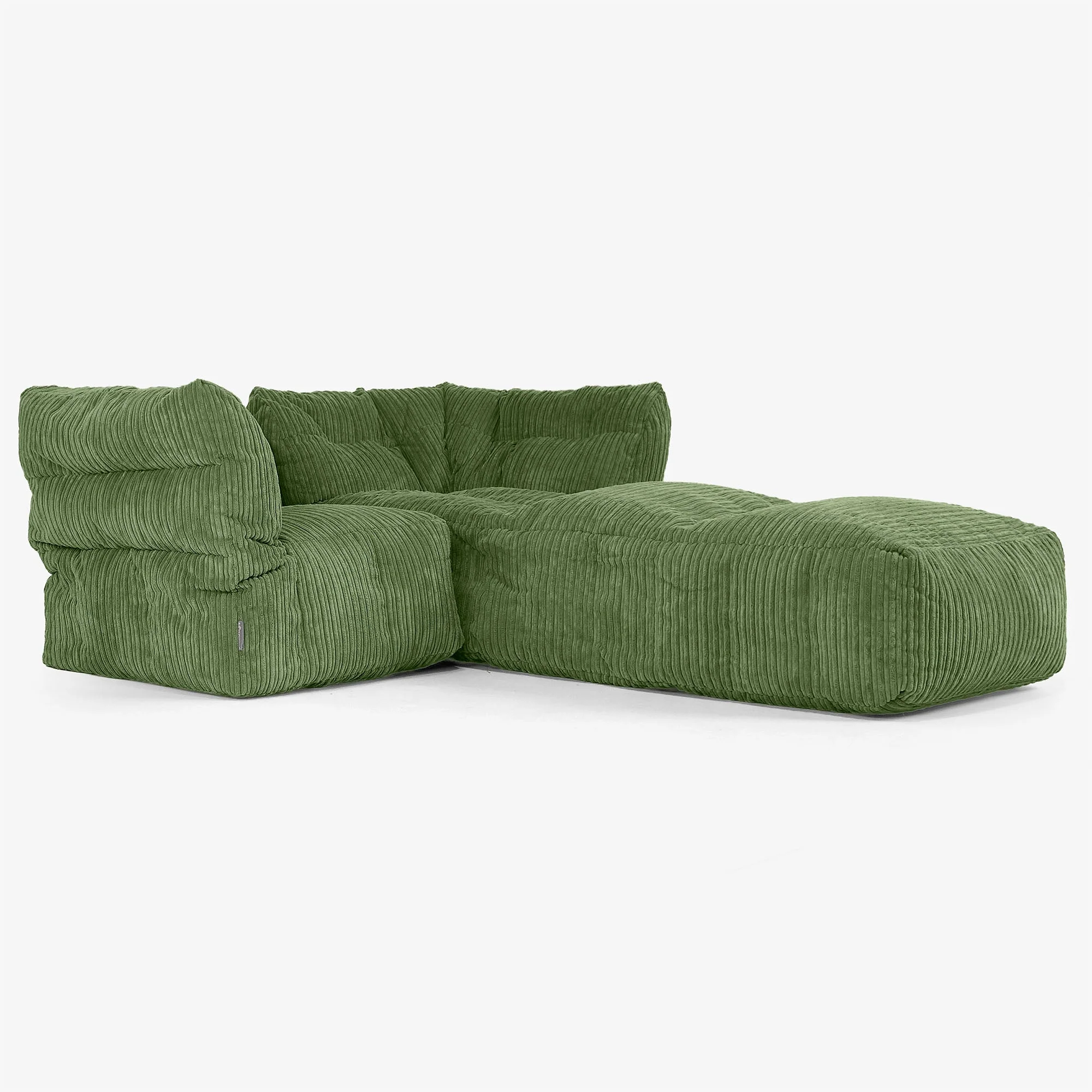 Modulsoffa 2-sits med Schäslong - Klassisk Manchestertyg Skogsgrön - Image 2