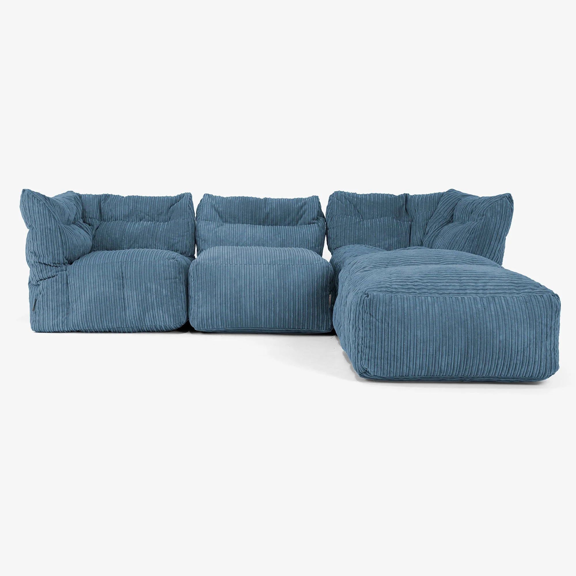 Modulsoffa 3-sits med Schäslong och Armstöd - Klassisk Manchestertyg Marinblå