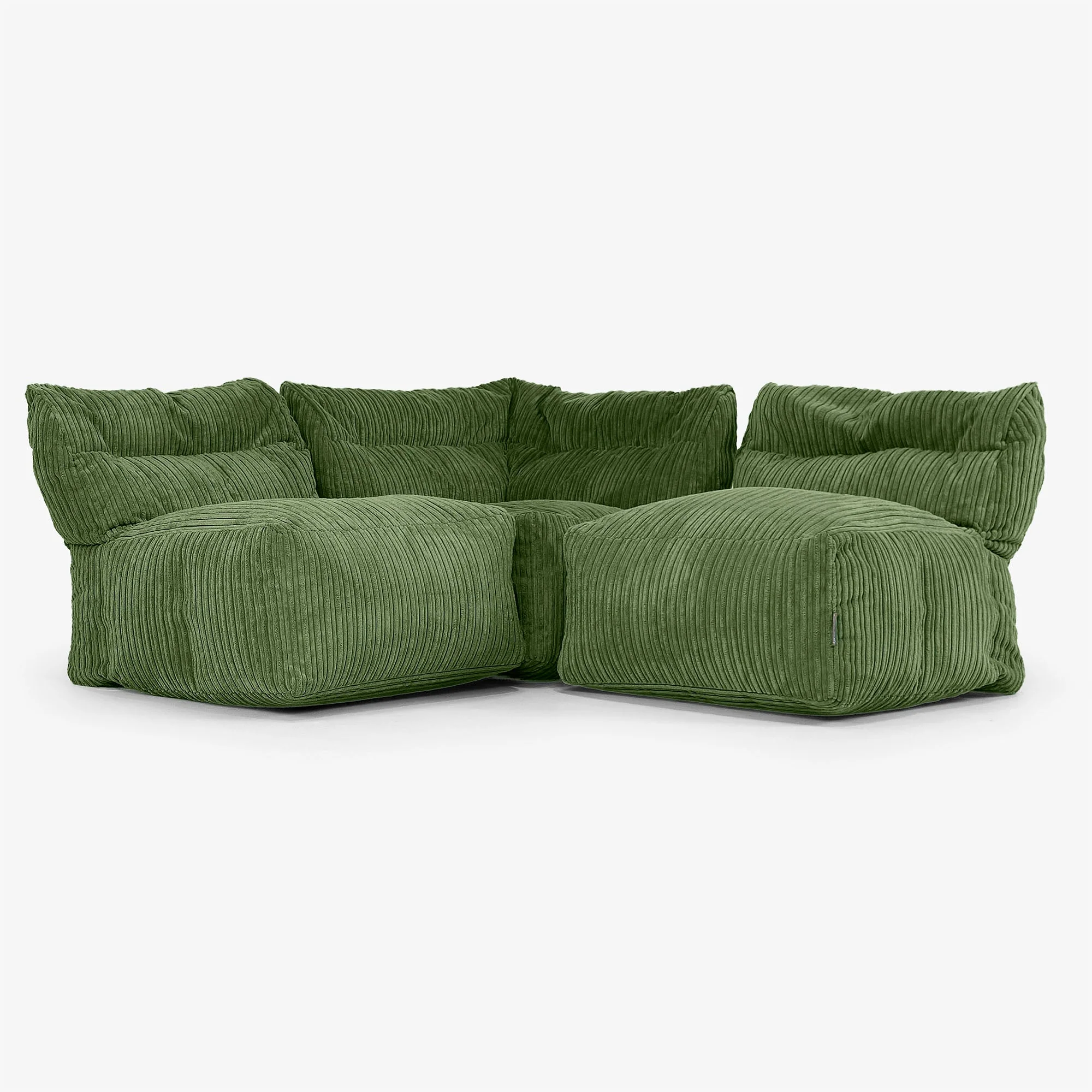 Modulsoffa 3-sits utan Armstöd - Klassisk Manchestertyg Skogsgrön