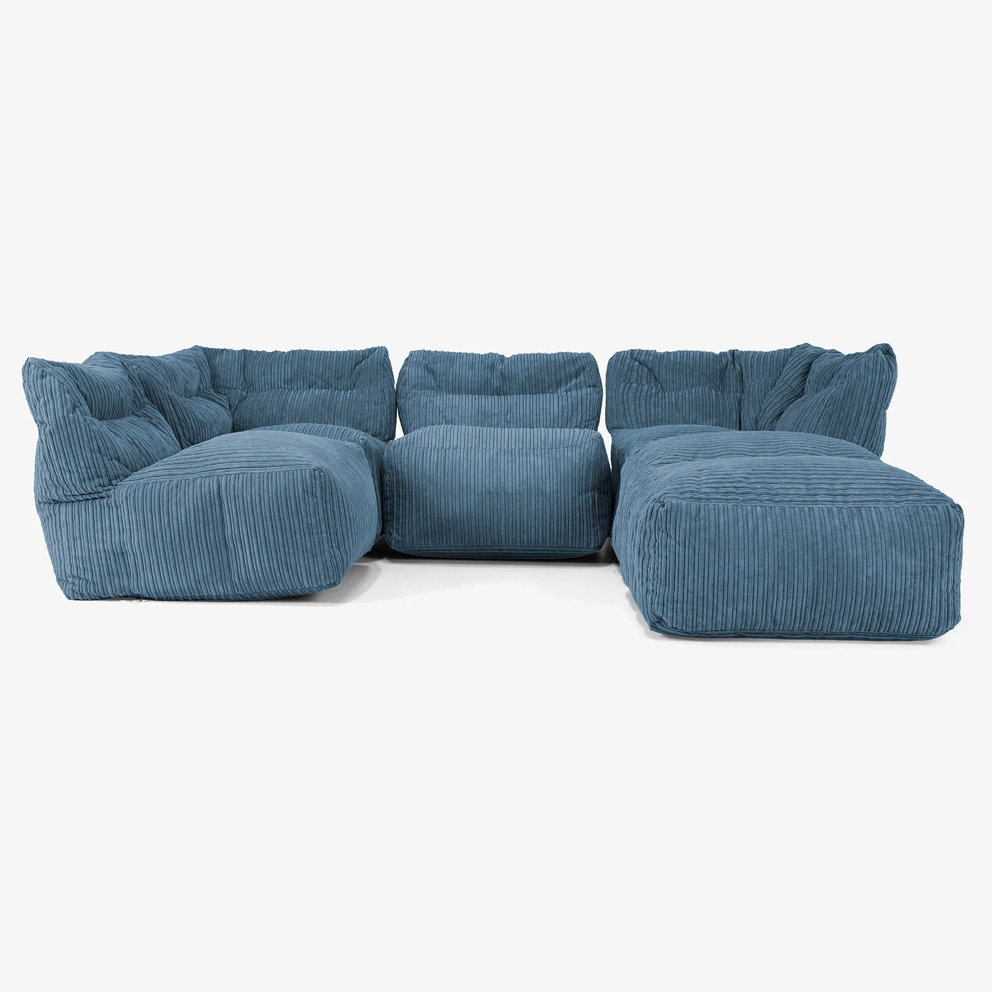 Modulsoffa 4-sits med Schäslong - Klassisk Manchestertyg Marinblå - Image 3