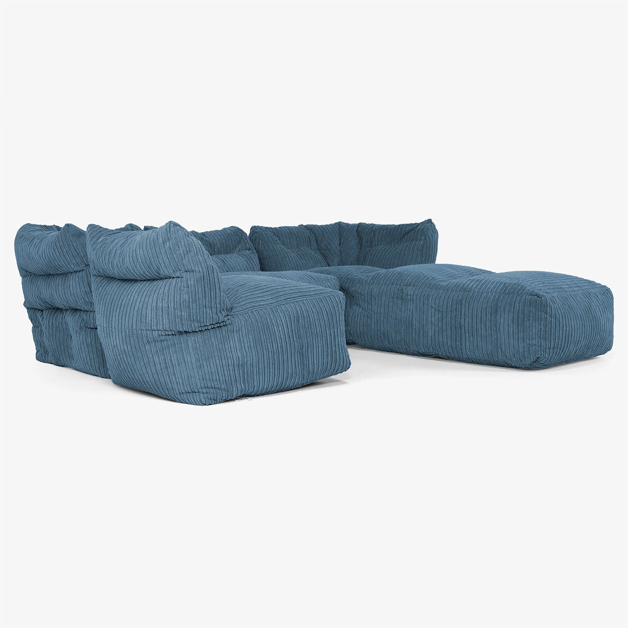 Modulsoffa 4-sits med Schäslong - Klassisk Manchestertyg Marinblå - Image 4