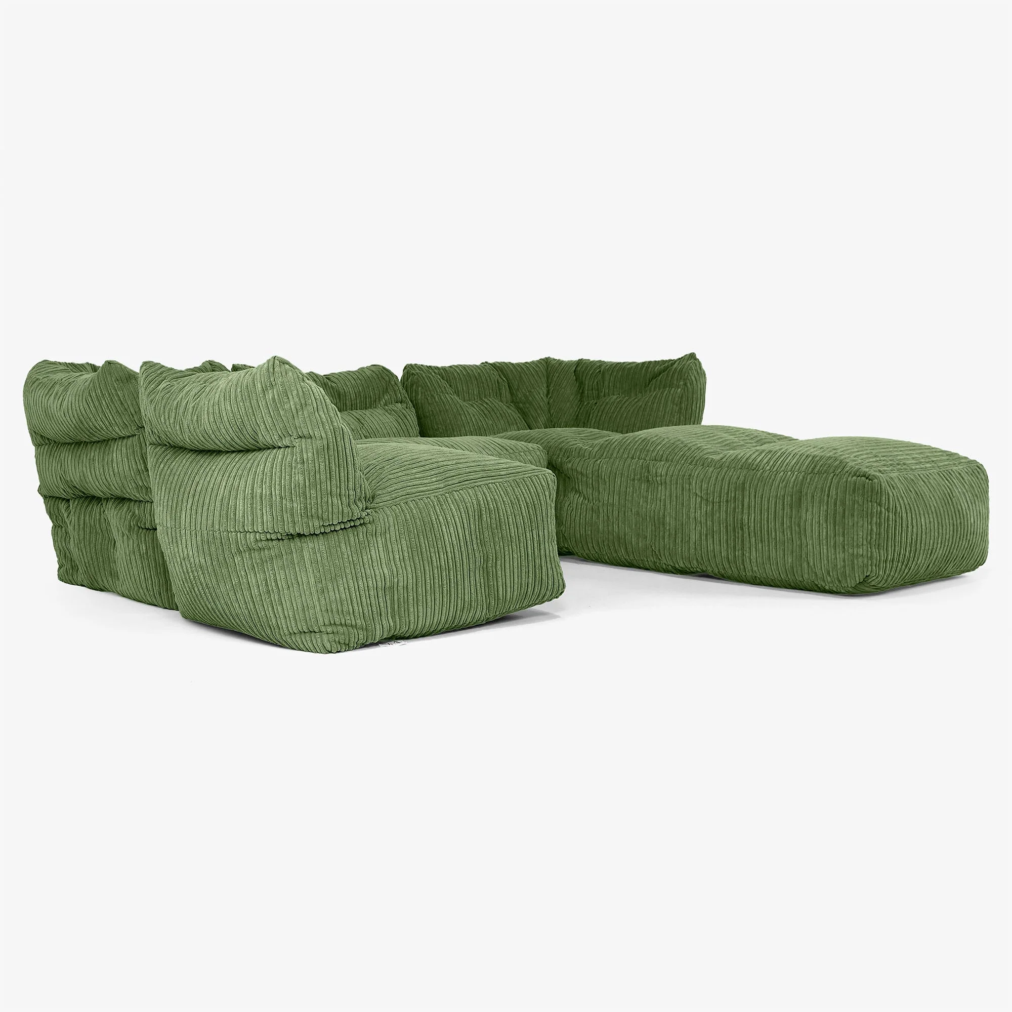 Modulsoffa 4-sits med Schäslong - Klassisk Manchestertyg Skogsgrön - Image 4