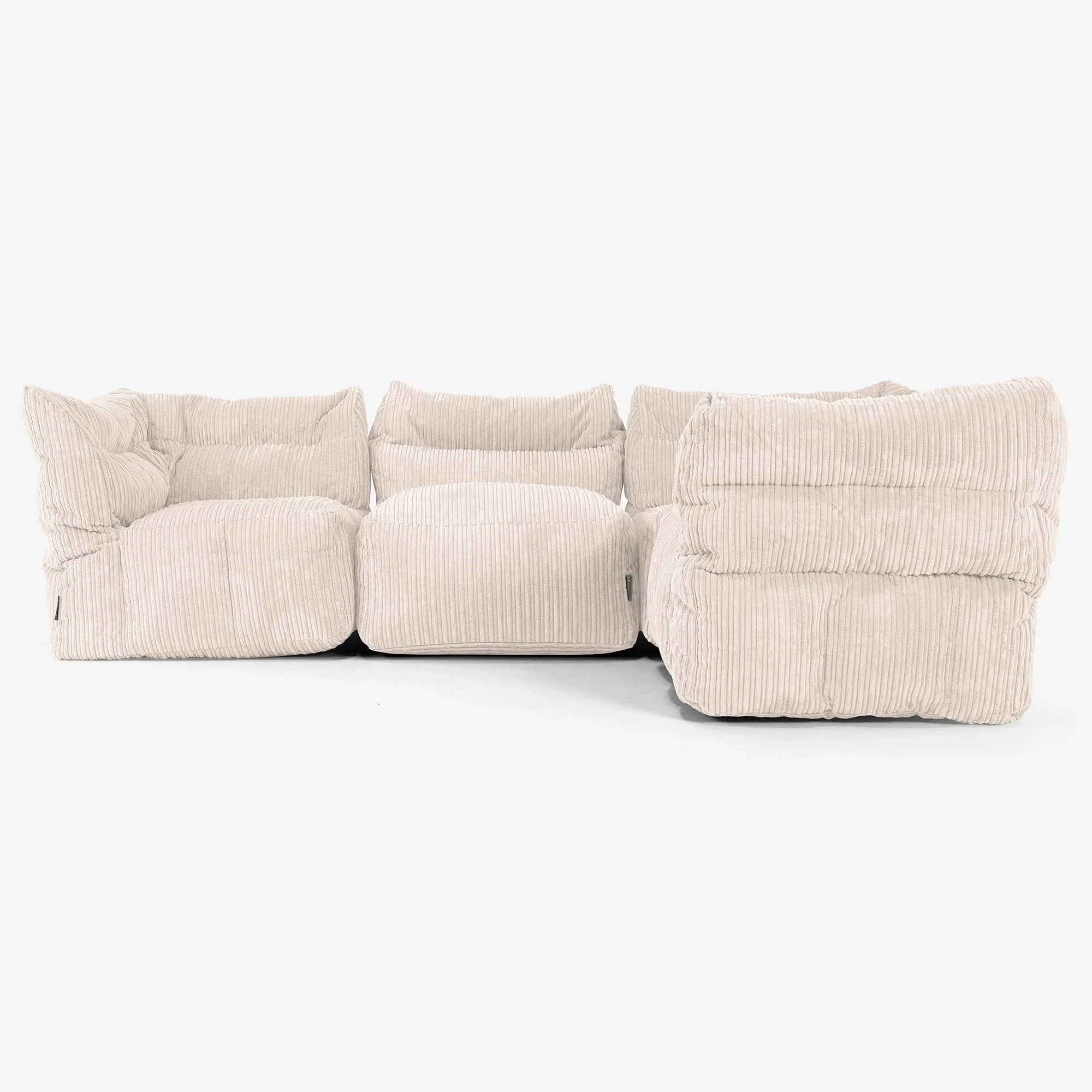 Modulsoffa Hörnsoffa 4-sits - Klassisk Manchestertyg Elfenbensvit - Image 2