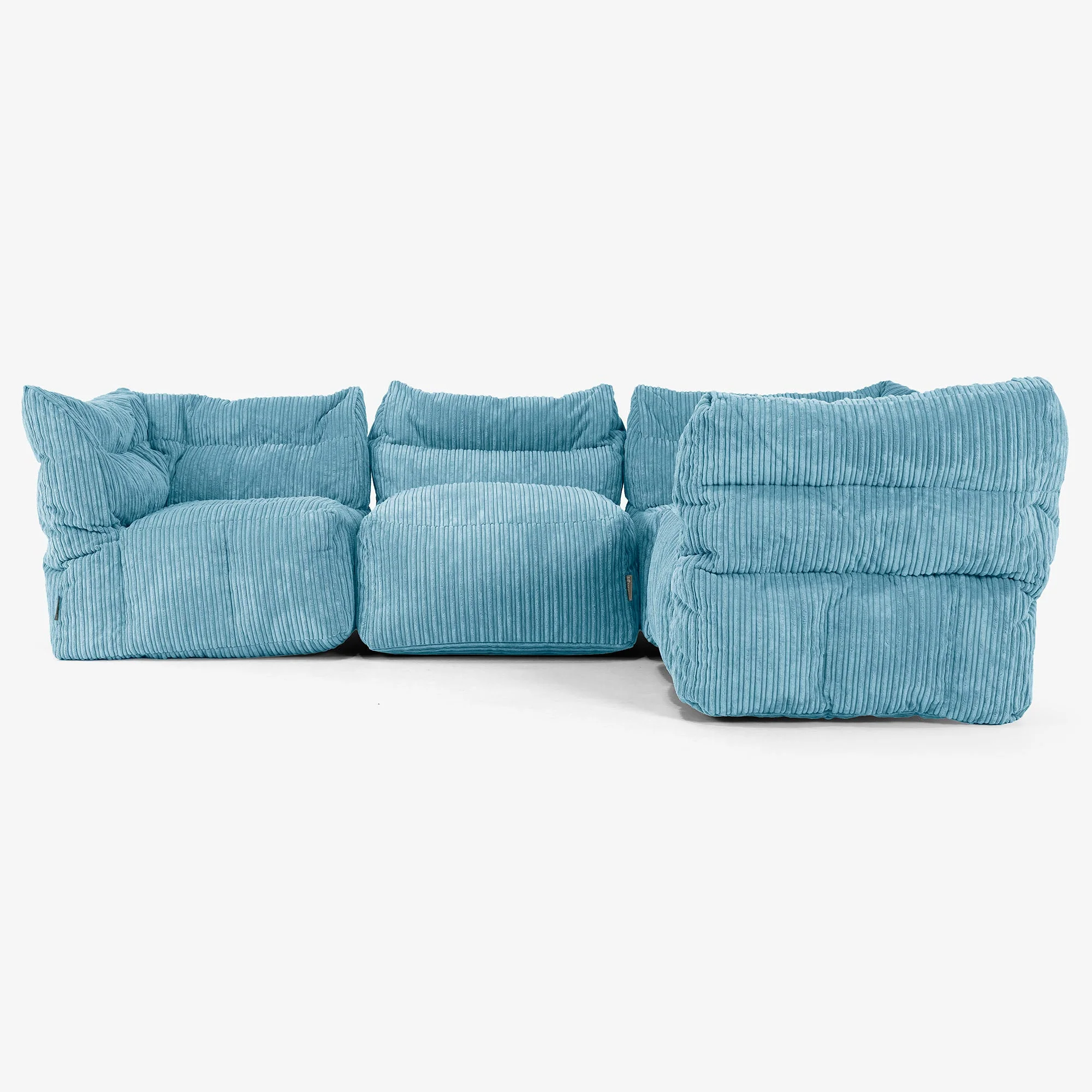 Modulsoffa Hörnsoffa 4-sits - Klassisk Manchestertyg Turkos - Image 2