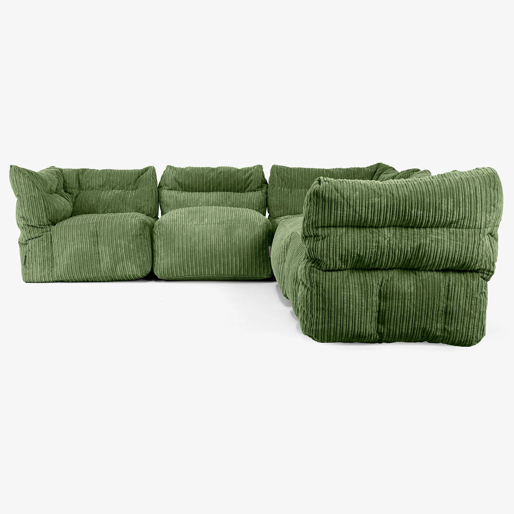 Modulsoffa Hörnsoffa 5-sits - Klassisk Manchestertyg Skogsgrön - Image 2