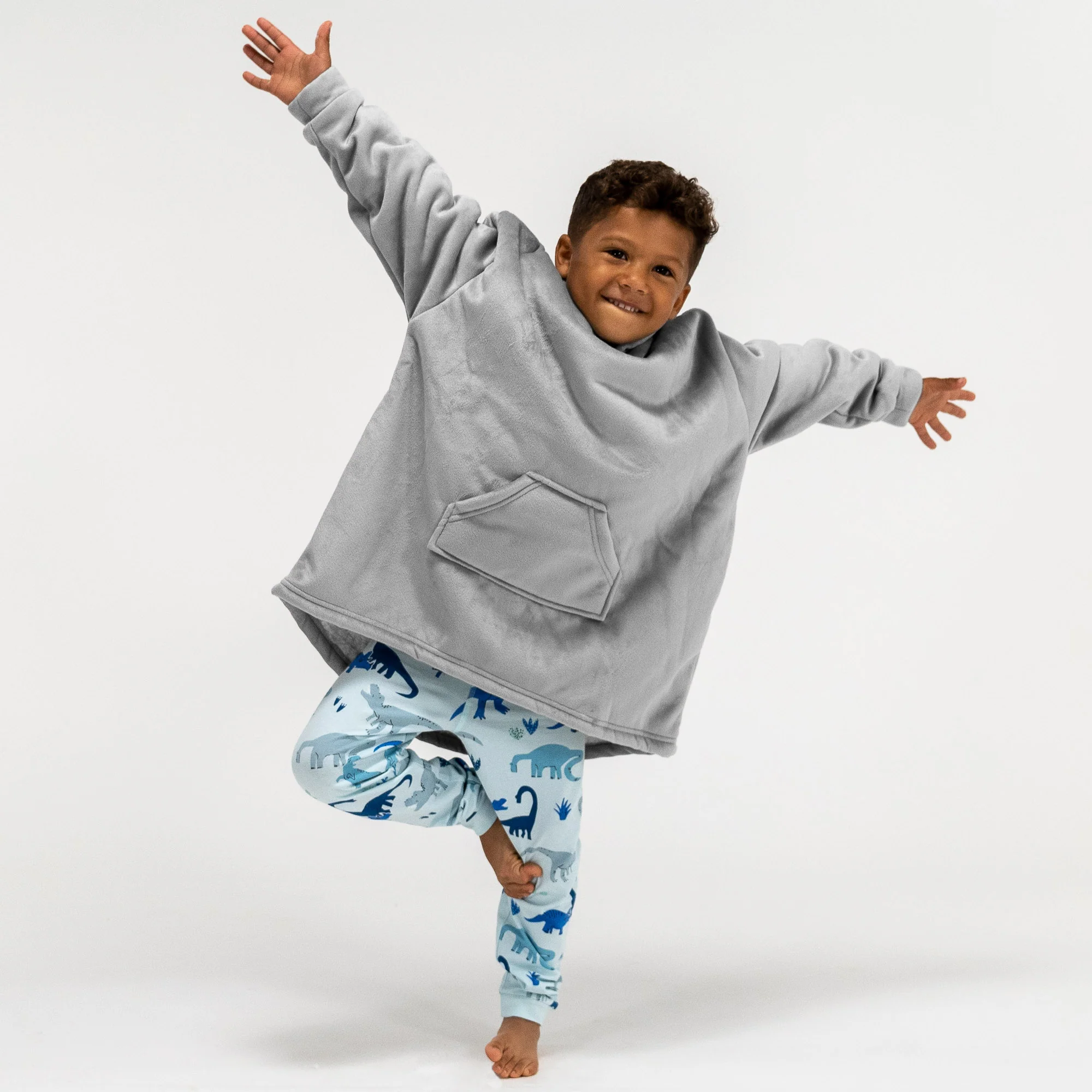 Oversized Hoodie-filt för Barn - Minky Grå - Image 2