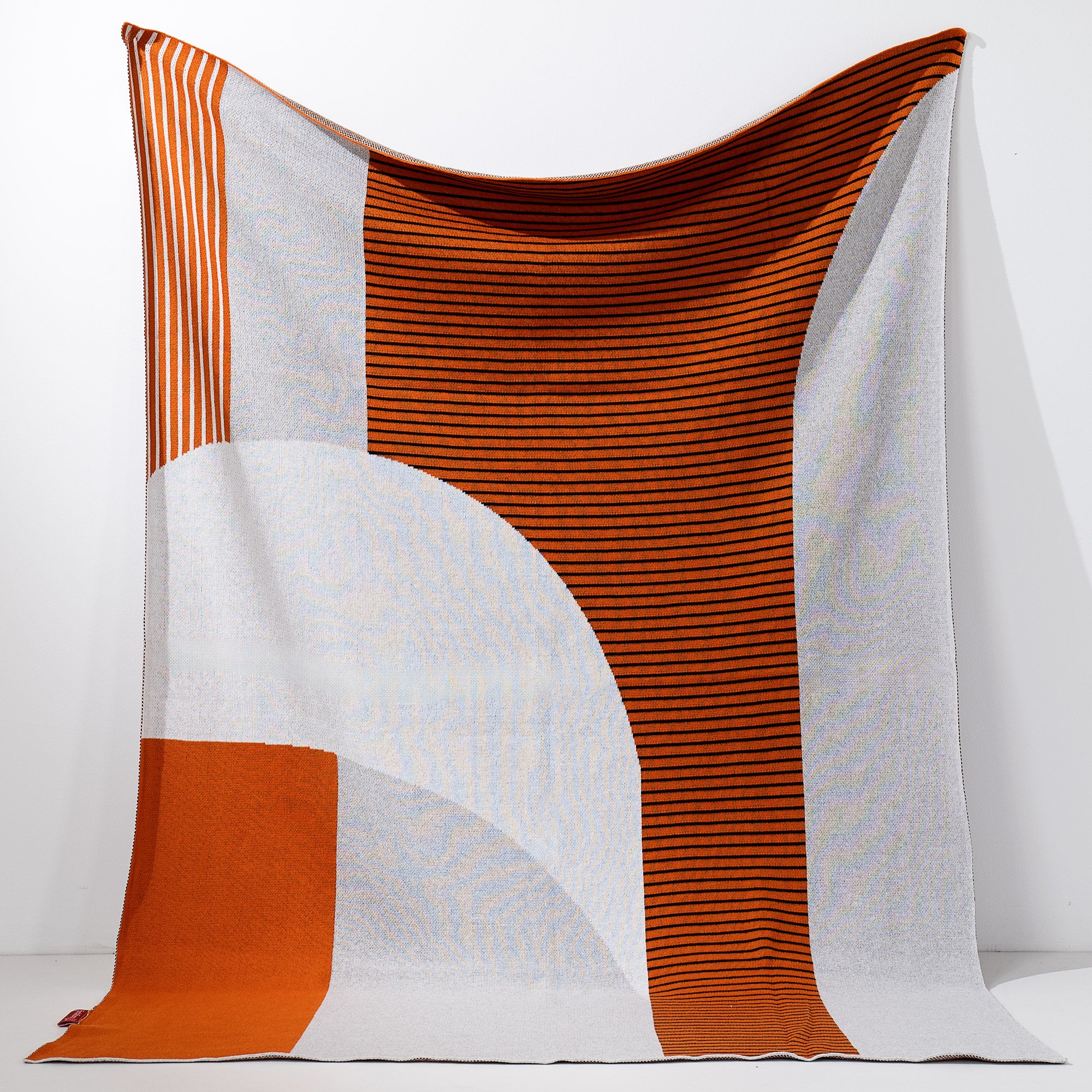 Pläd / Filt - Stickad Abstrakt Färgblock Orange