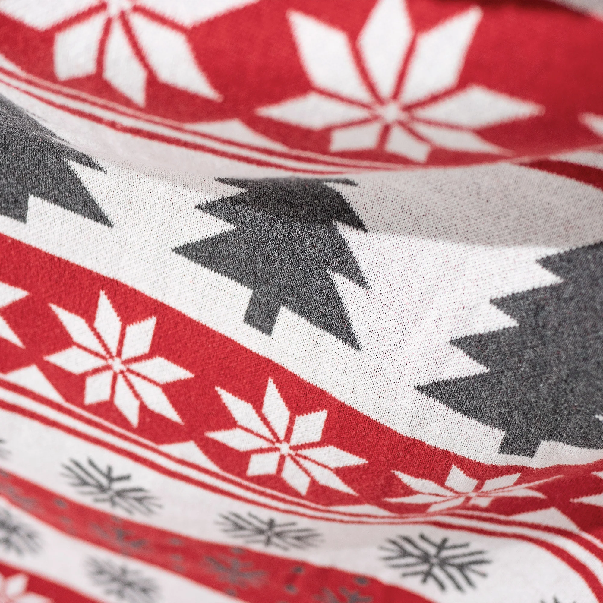 Pläd / Filt - Stickad Jul Fairisle Röd - Image 4