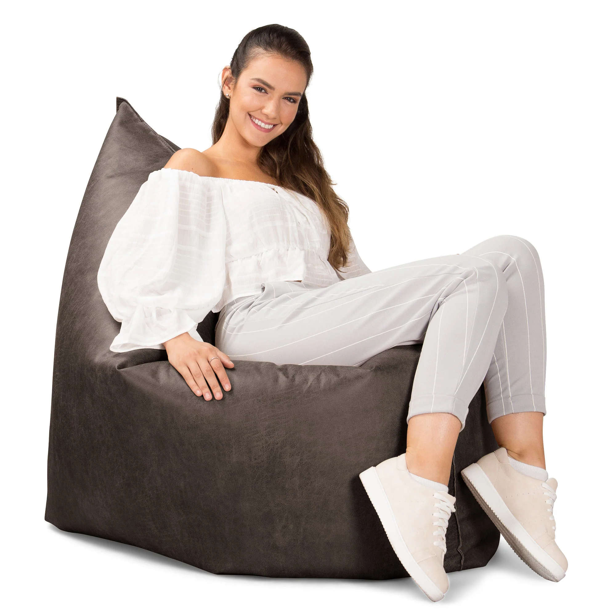 Saccosäck Kudde XXL - Vintage Konstläder Naturskiffer - Image 3