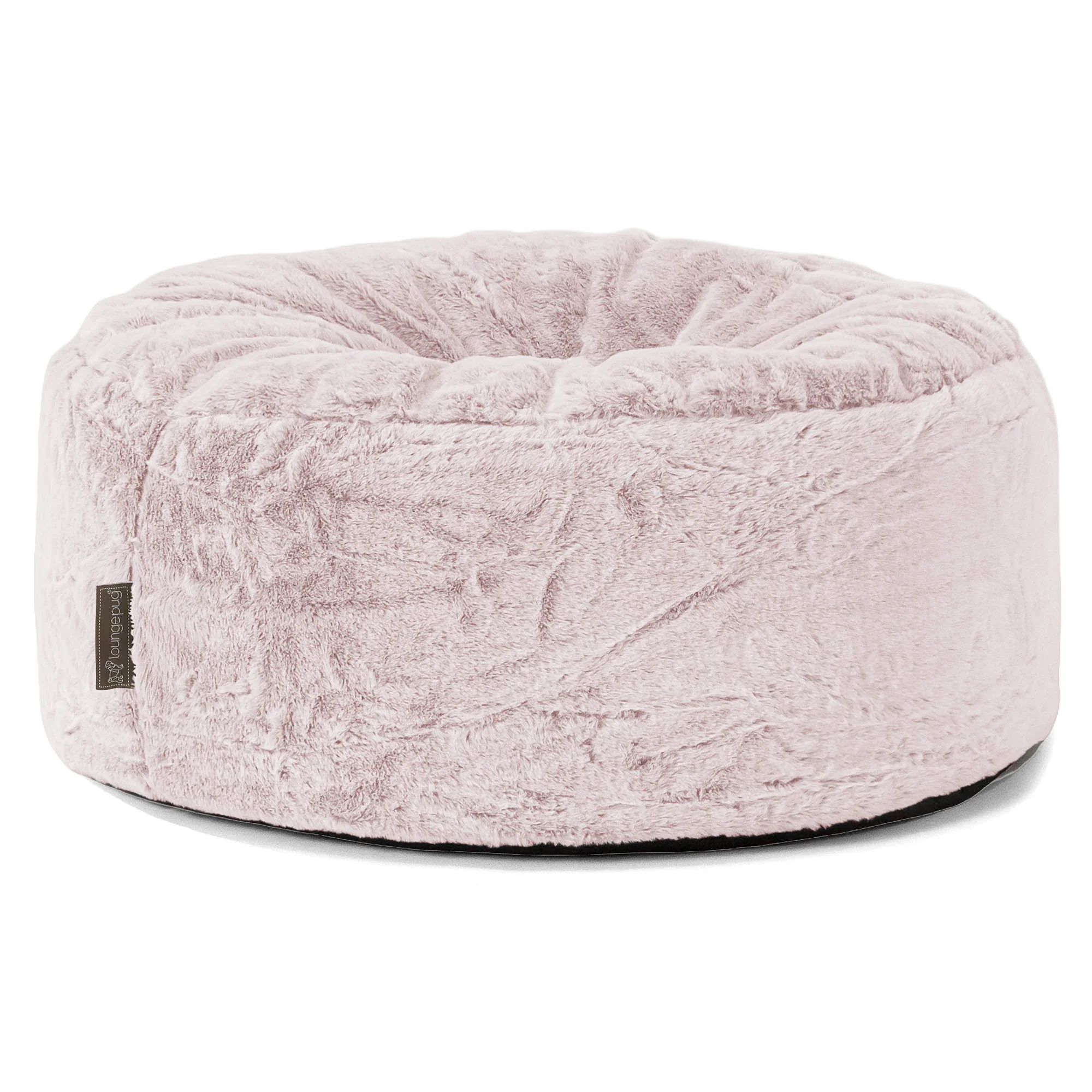 Sittpuff Rund - Fuskkaninpäls Gammelrosa
