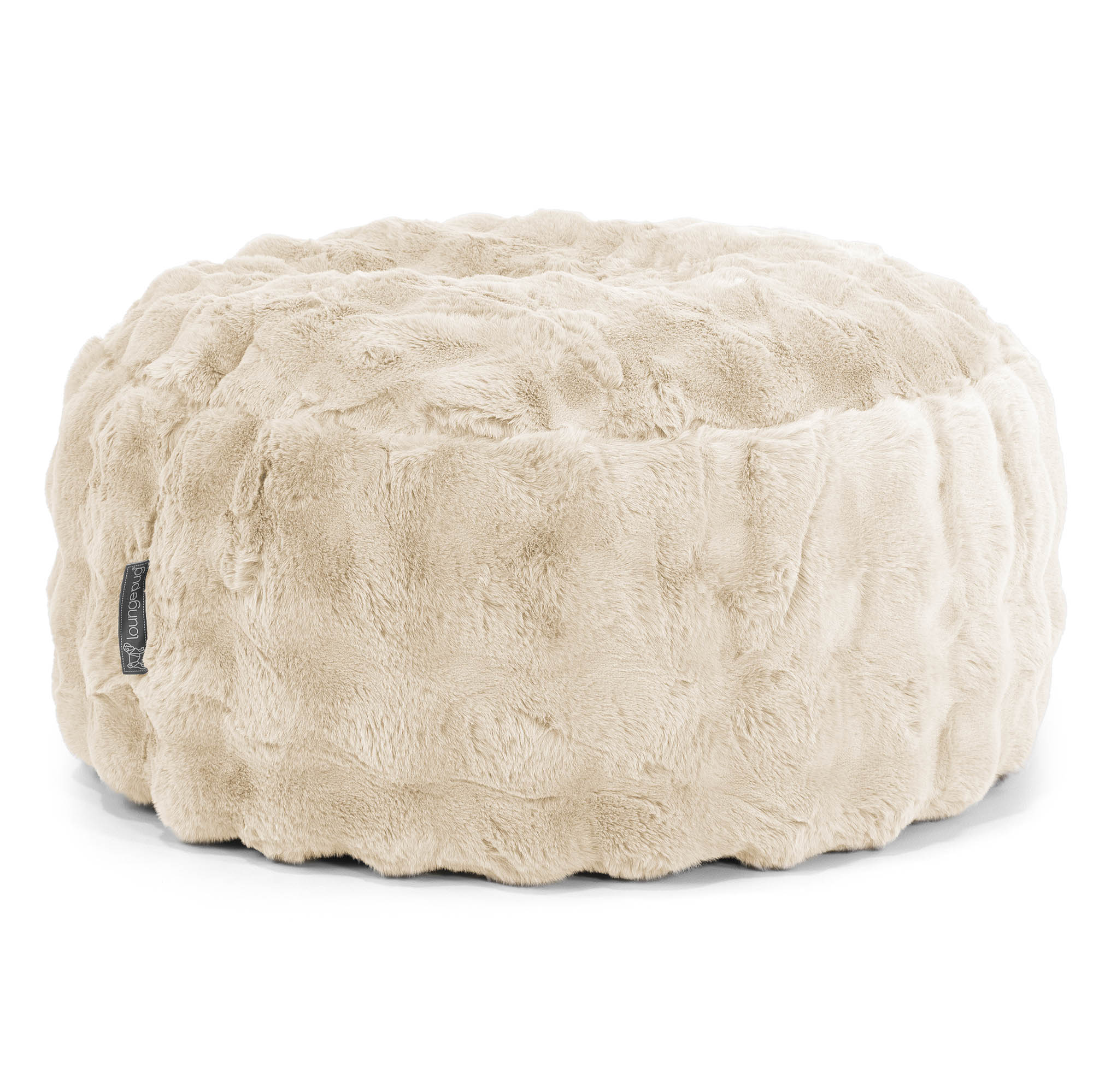 Sittpuff Rund - Fuskpäls Bubble Gräddvit