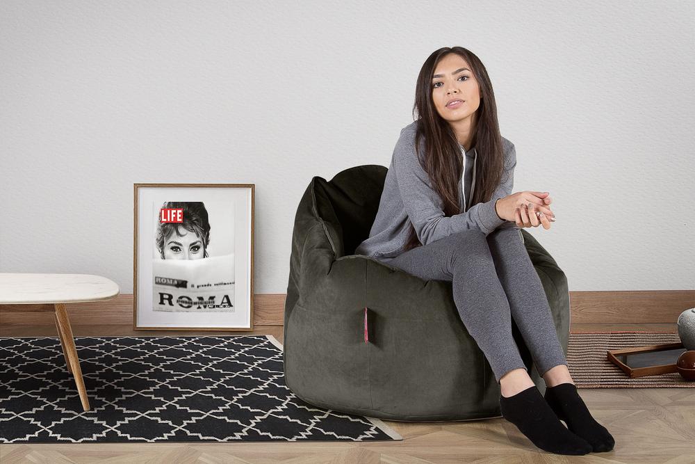 Sittsäck Fåtölj 'Kram' - Sammet Grafitgrå - Image 2
