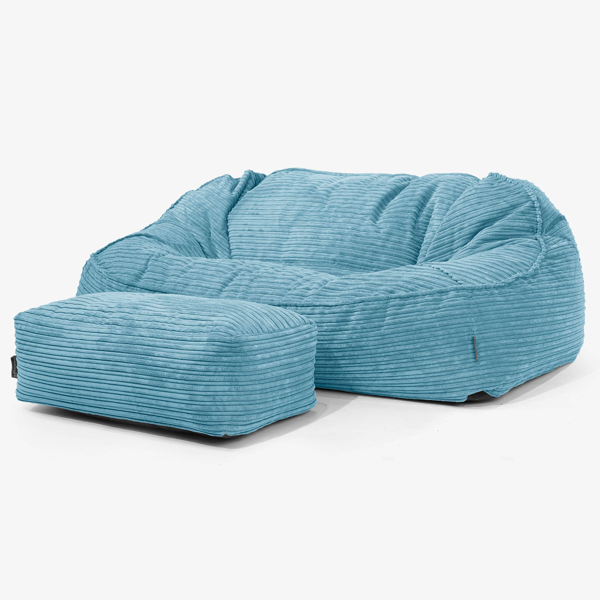 Sloucher Oversized Sittsäckssoffa - Klassisk Manchestertyg Turkos - Image 2