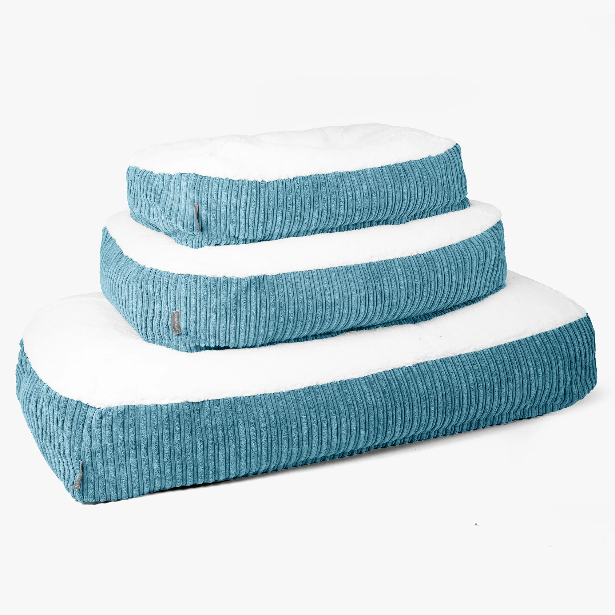 Sloucher Stor Hundsäng - Sherpa & Manchestertyg Turkos - Image 2