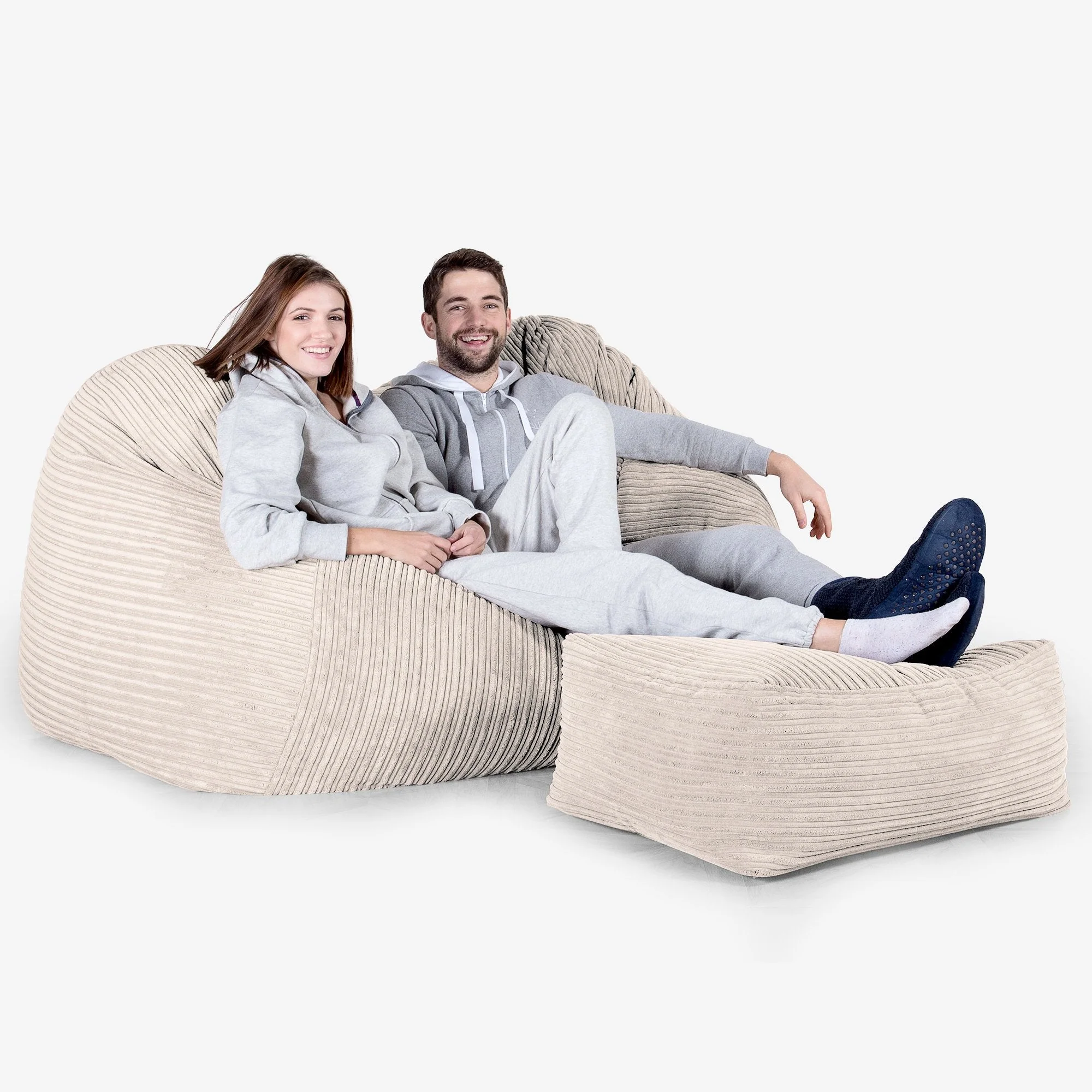 Stor Saccosäck Soffa - Klassisk Manchestertyg Elfenbensvit - Image 2